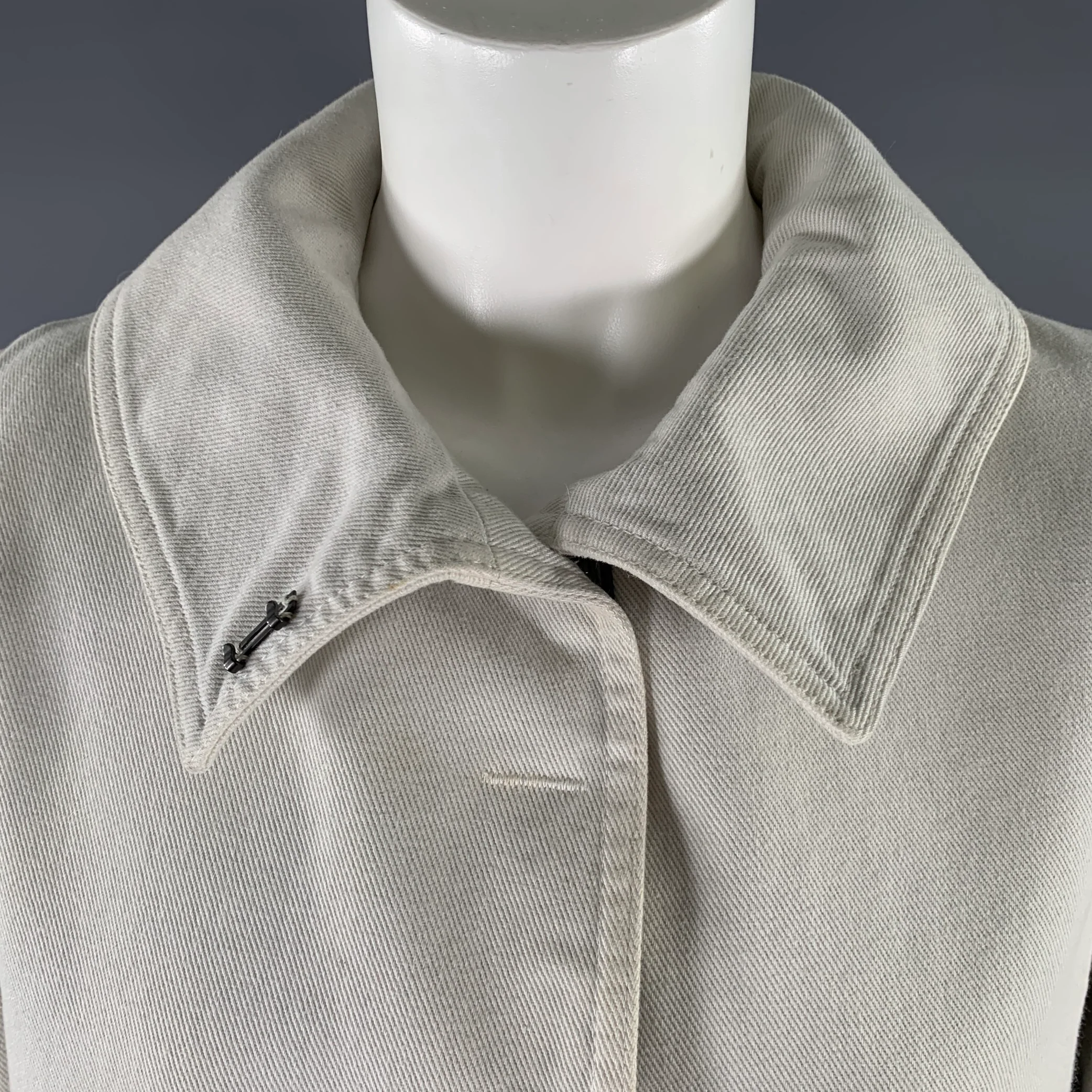 GUCCI FW 2001 by Tom Ford Size S Cream Fur Lined Cotton Jacket - Image 11