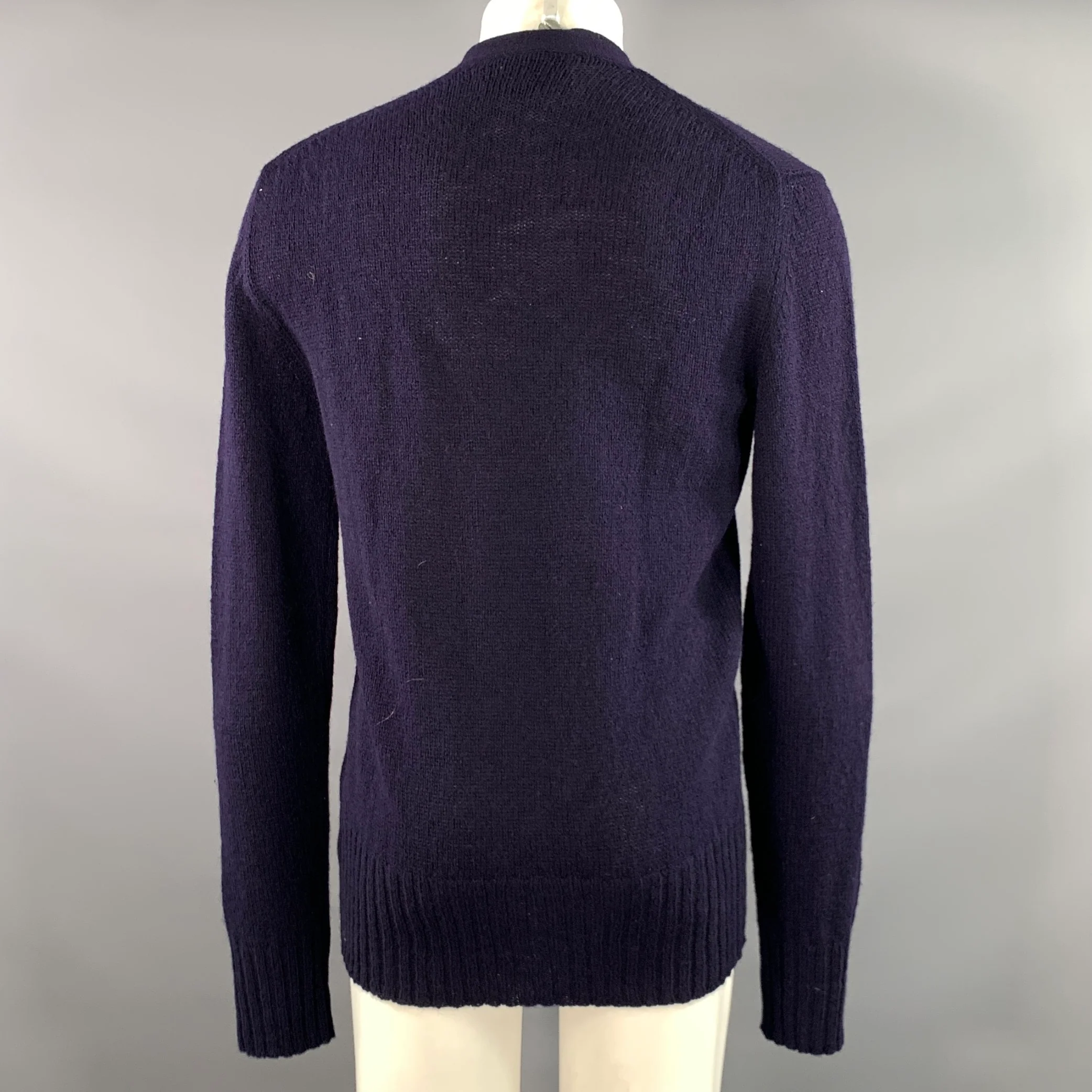 GUCCI Size S Navy Knit Wool Ribbed Cardigan - Image 3