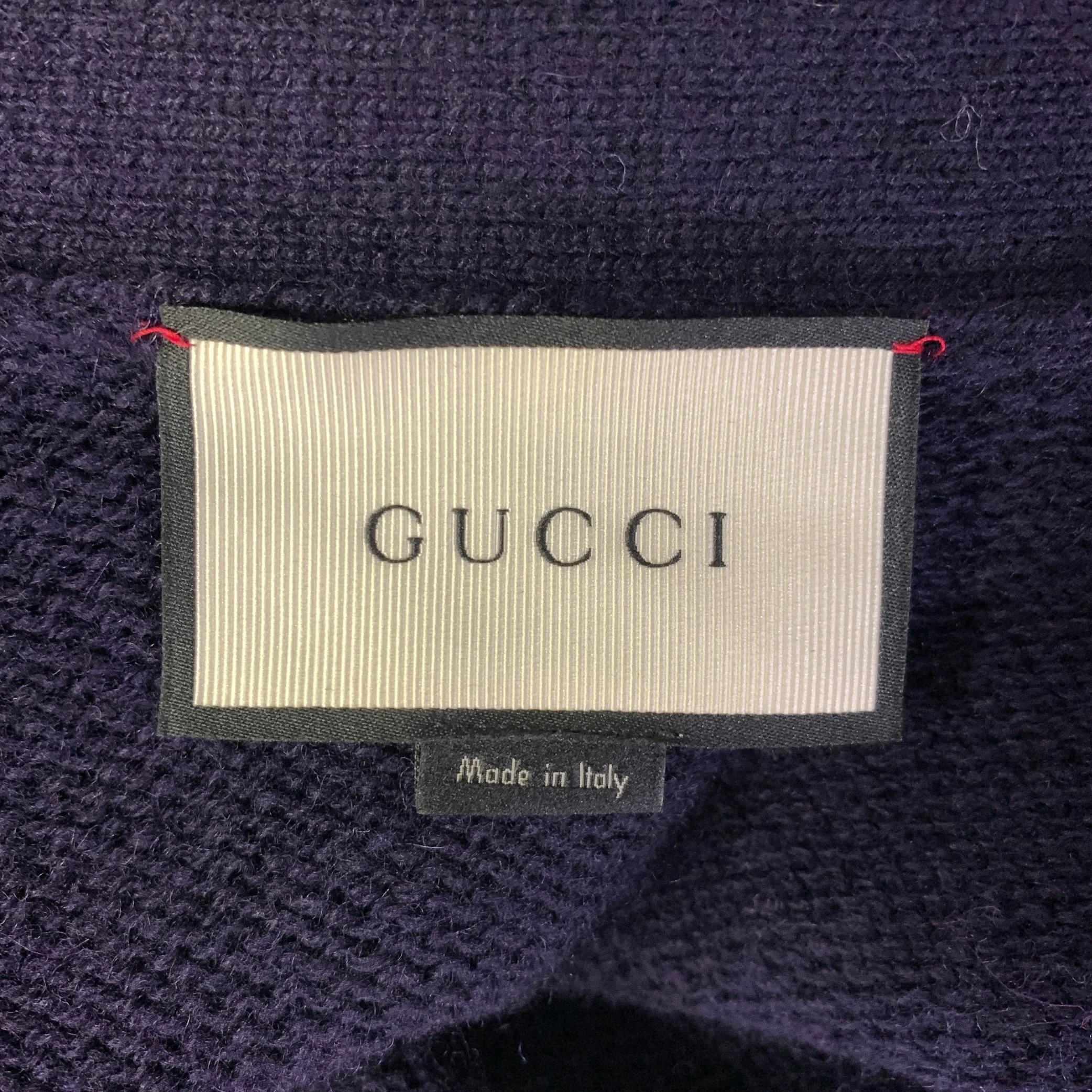 GUCCI Size S Navy Knit Wool Ribbed Cardigan - Image 4