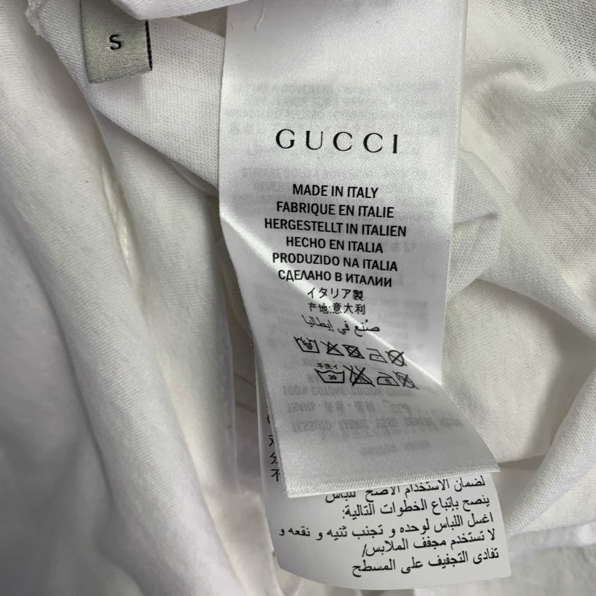 GUCCI Size S White Red Green Logo Cotton Crew-Neck T-shirt - Image 7