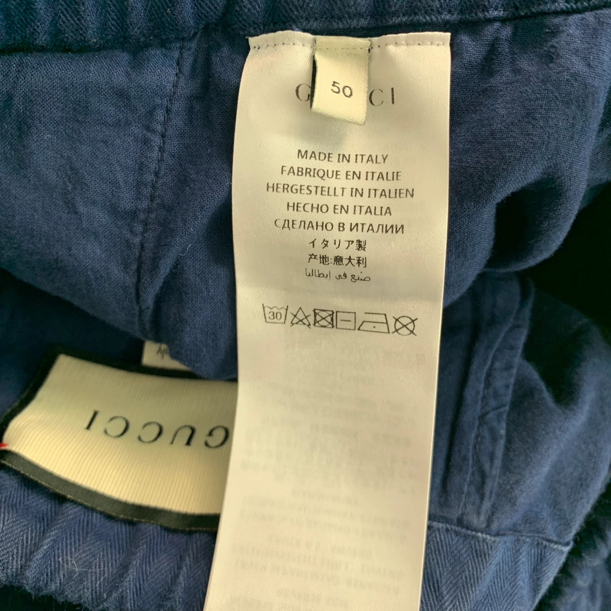 GUCCI Size XL Navy Cotton Large Pockets Drawstring Casual Pants - Image 5