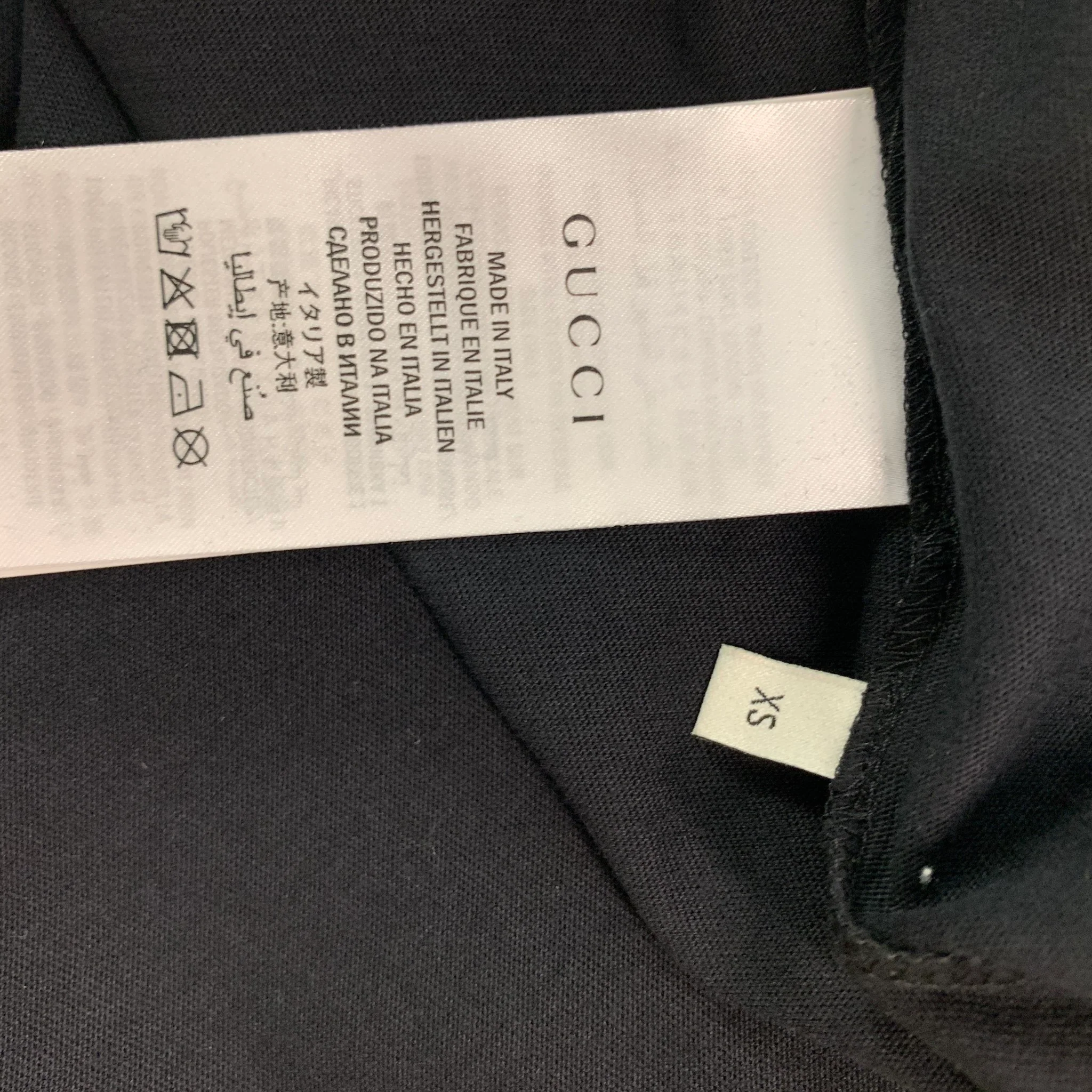 GUCCI Size XS Black Gold Embroidery Cotton Crew-Neck T-shirt - Image 6