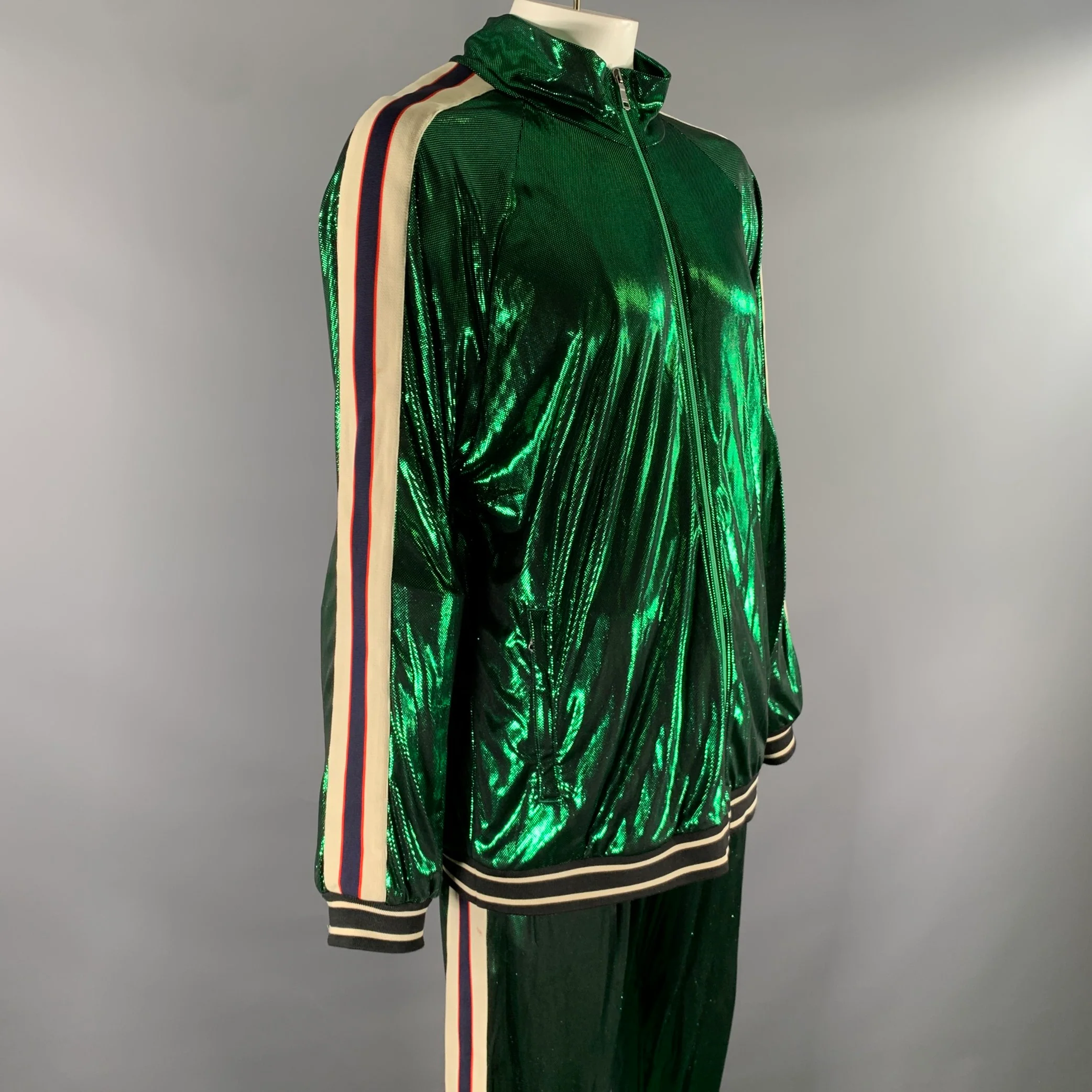 GUCCI Size XXL Green Side Stripe Acetate Blend Cruise Tracksuit - Image 3