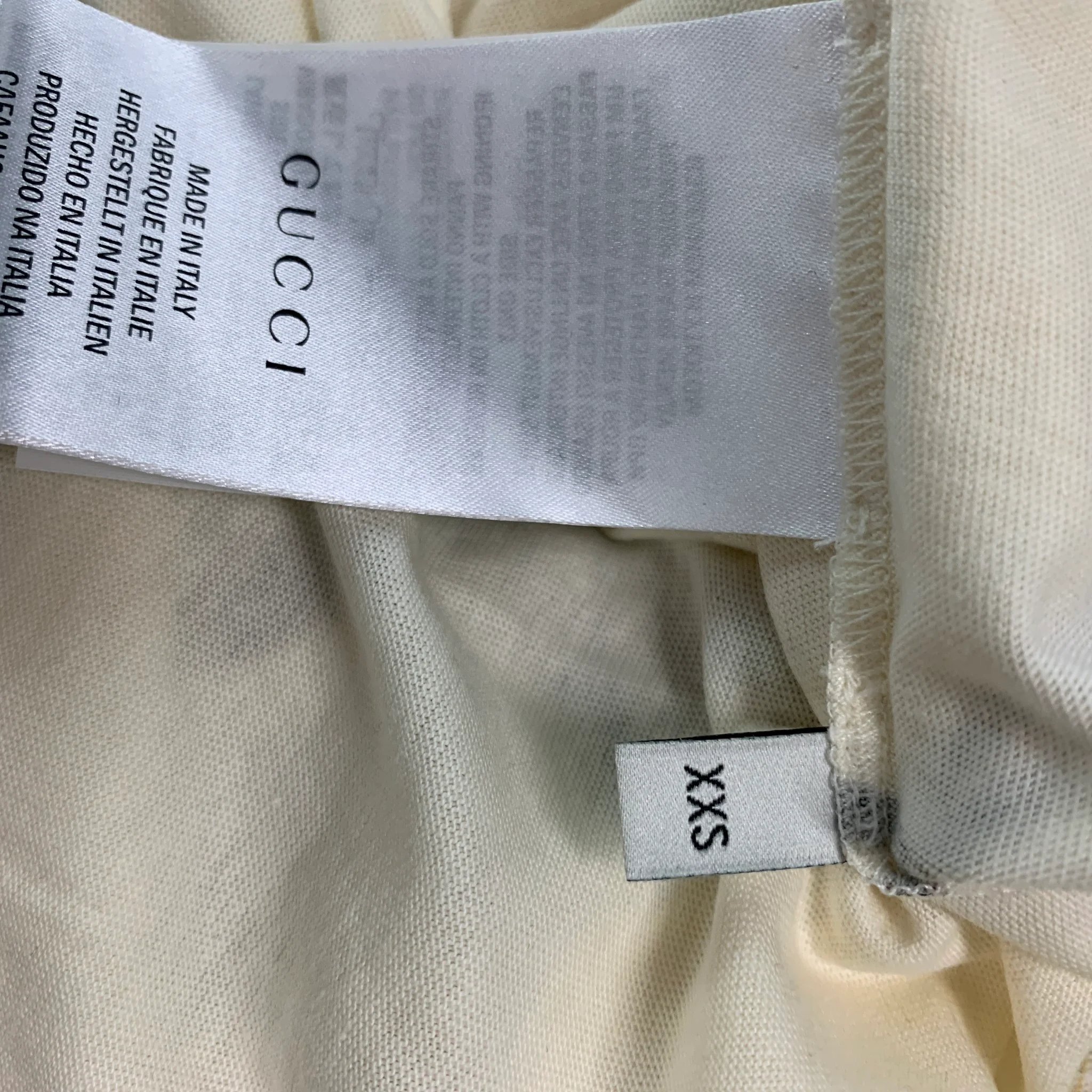 GUCCI Size XXS Beige Multi-Color Embroidery Cotton Crew-Neck T-shirt - Image 7