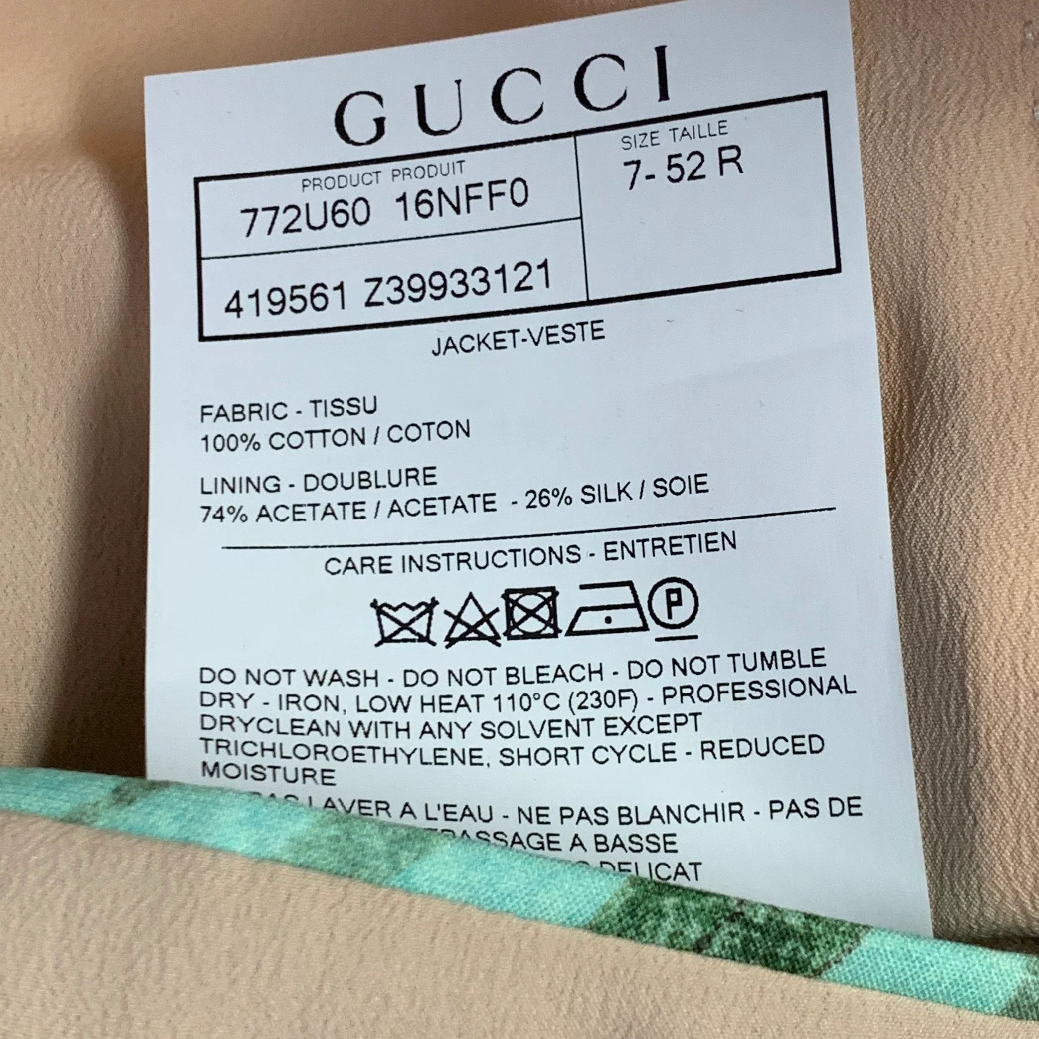 GUCCI SS16 Size 42 Green Multi Color Floral Cotton Slim Fit Notch Lapel Suit - Image 10
