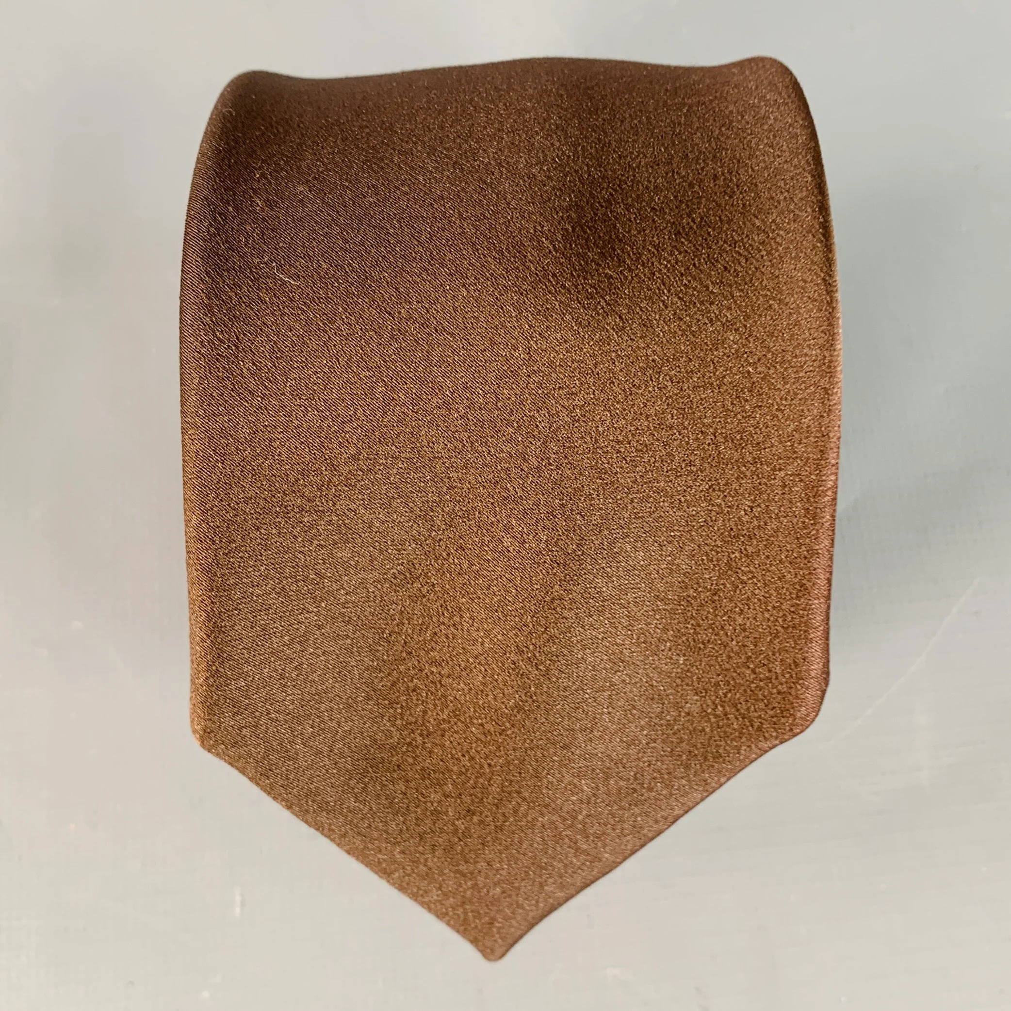 GUCCI Vintage Brown Satin Silk Skinny Tie