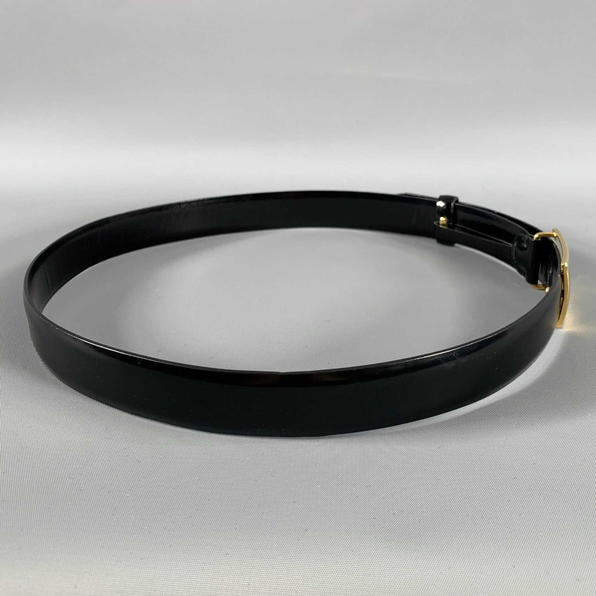 GUCCI Waist Size 30 Black Gold Leather Belt - Image 2