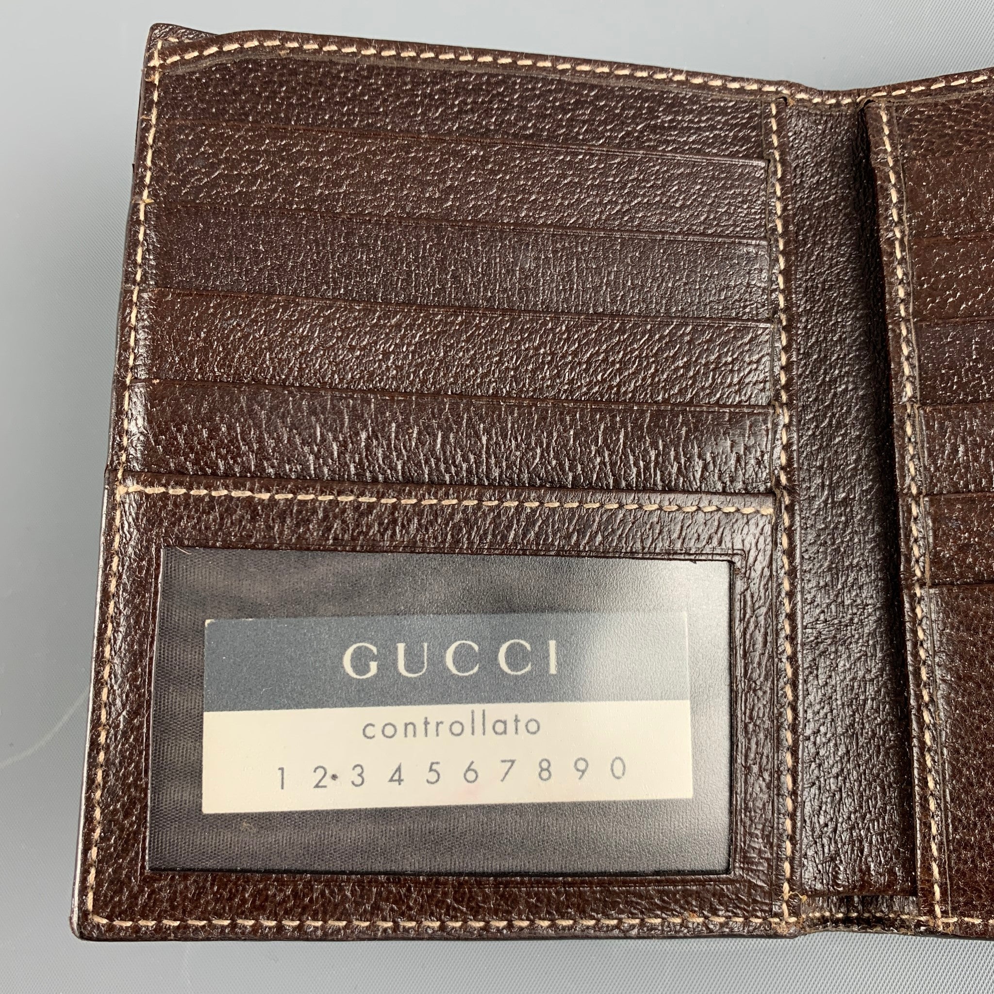 GUCCI Walet Brown Beige Monogram Canvas Leather - Image 7