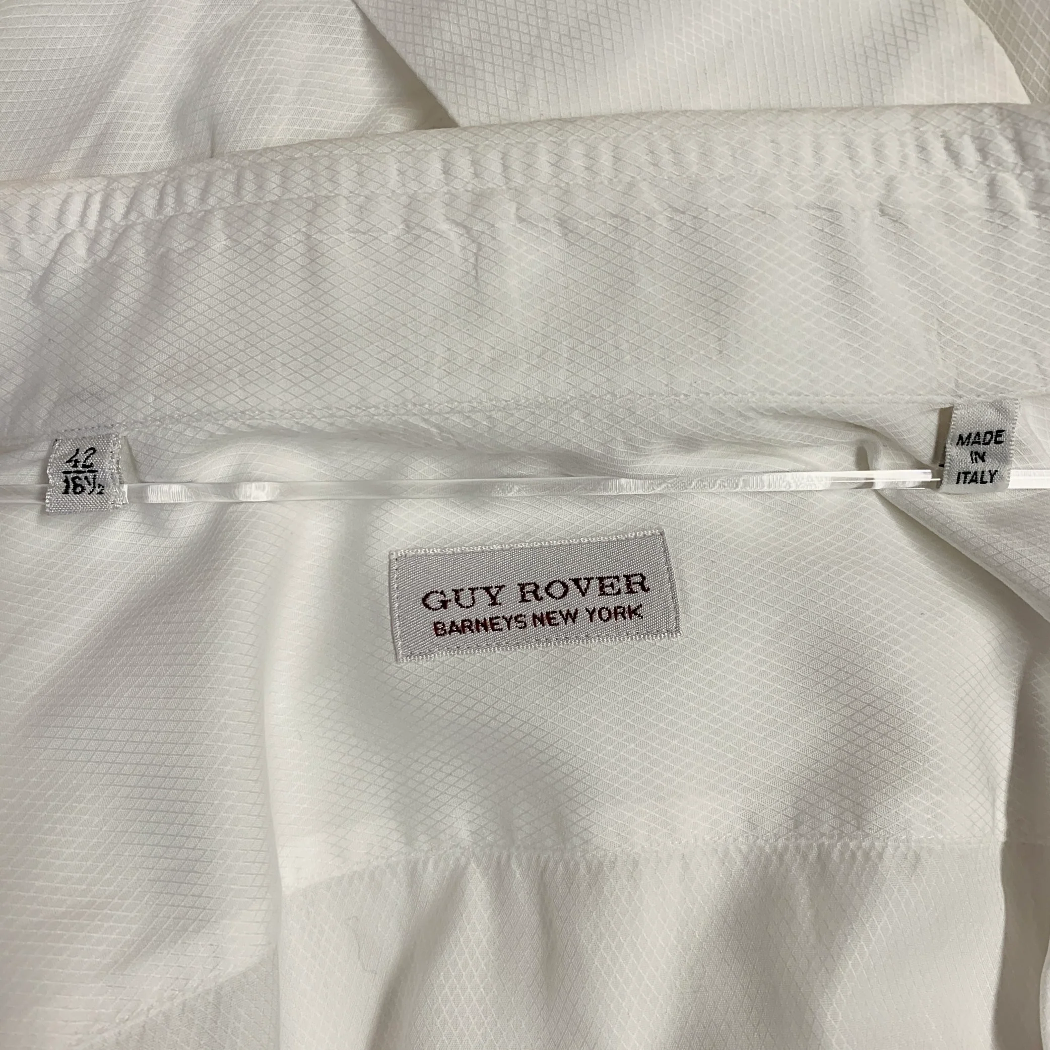 GUY ROVER Size L White Cotton Curved Cutaway Formal Long Sleeve Shirt - Image 5