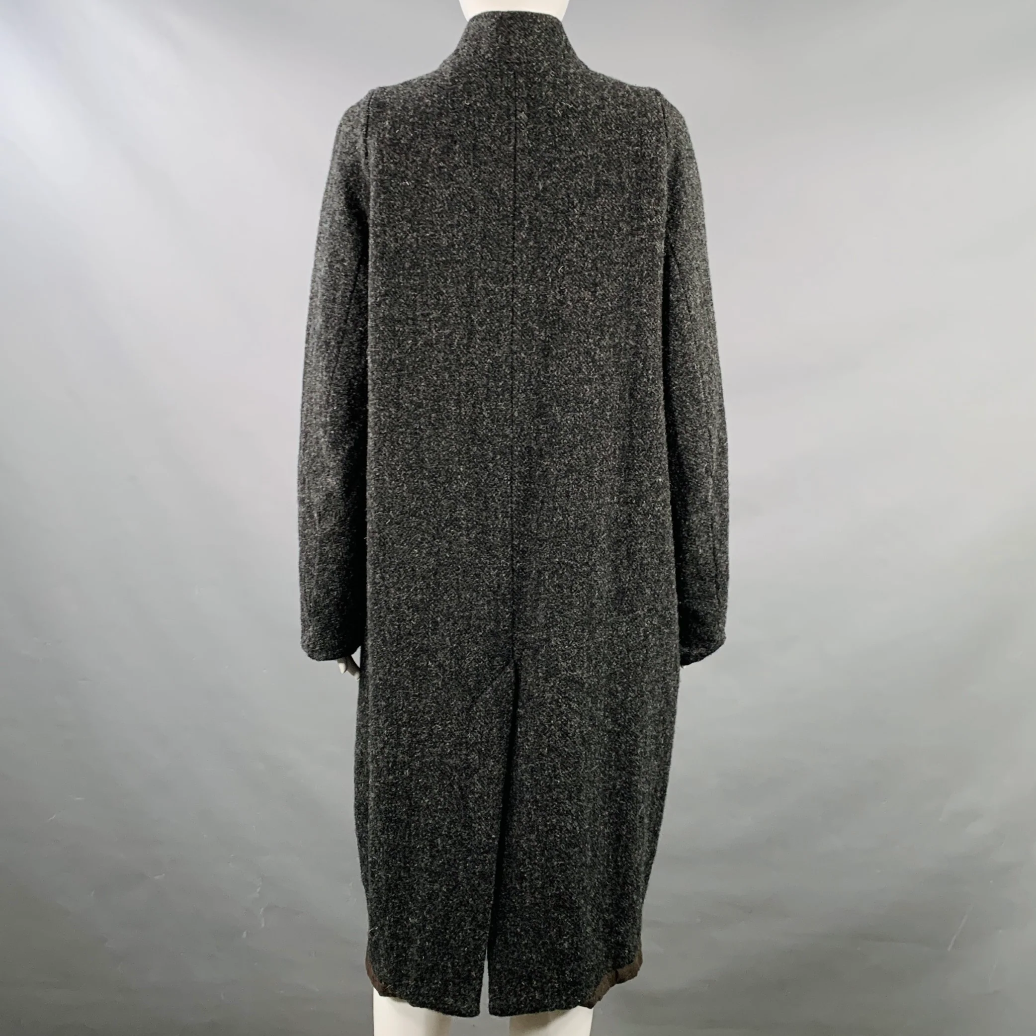 H+ HANNOH WESSEL Size XS Grey Charcoal Virgin Wool Button Up Coat - Image 4