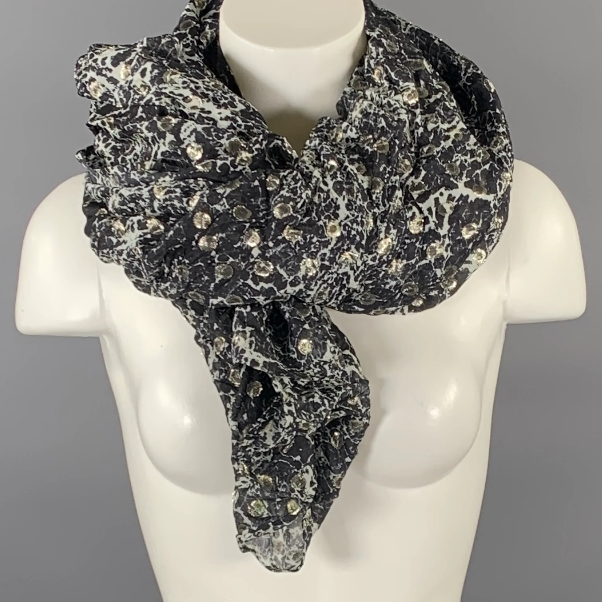 HAIDER ACKERMANN Black Silver & White Abstract Scarf