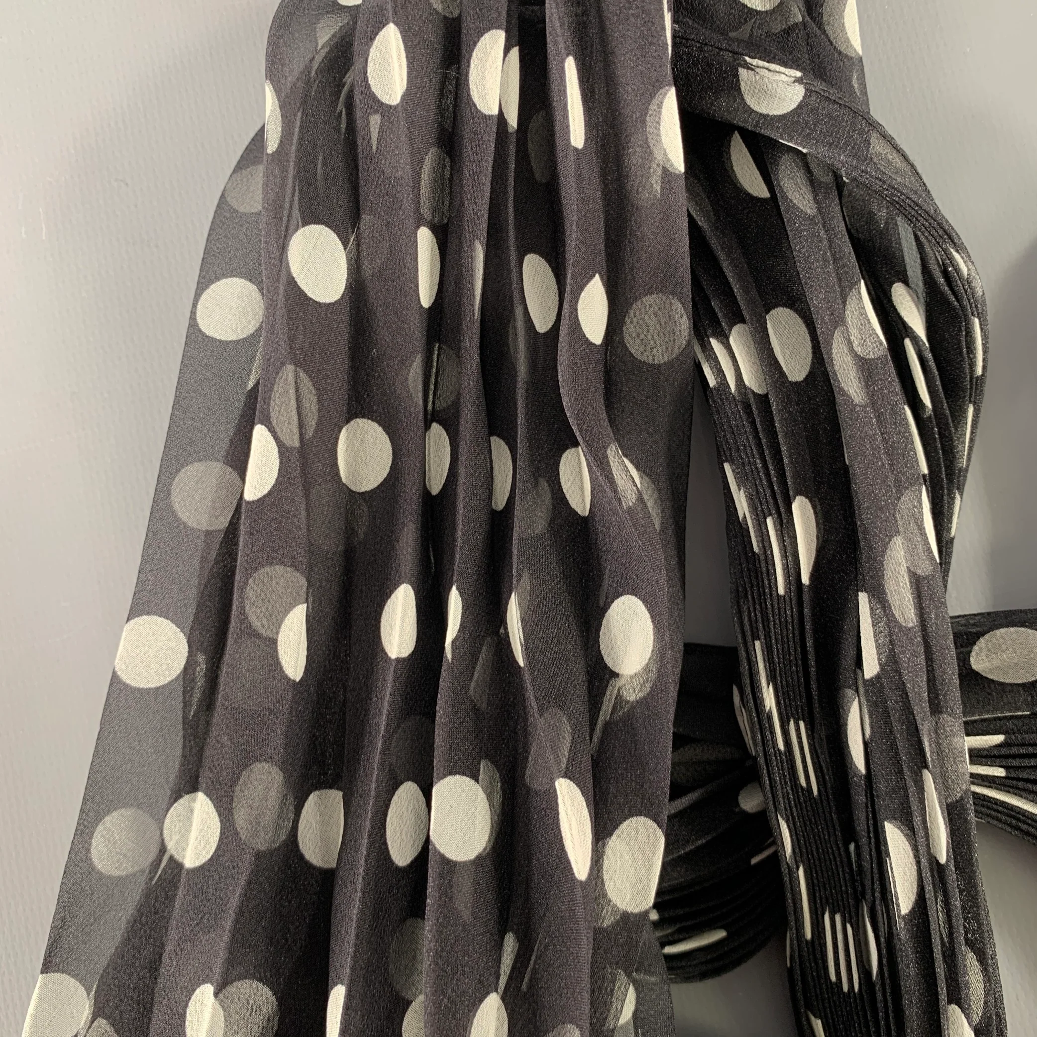 HAIDER ACKERMANN Black White Polka Dot Silk Scarves - Image 2