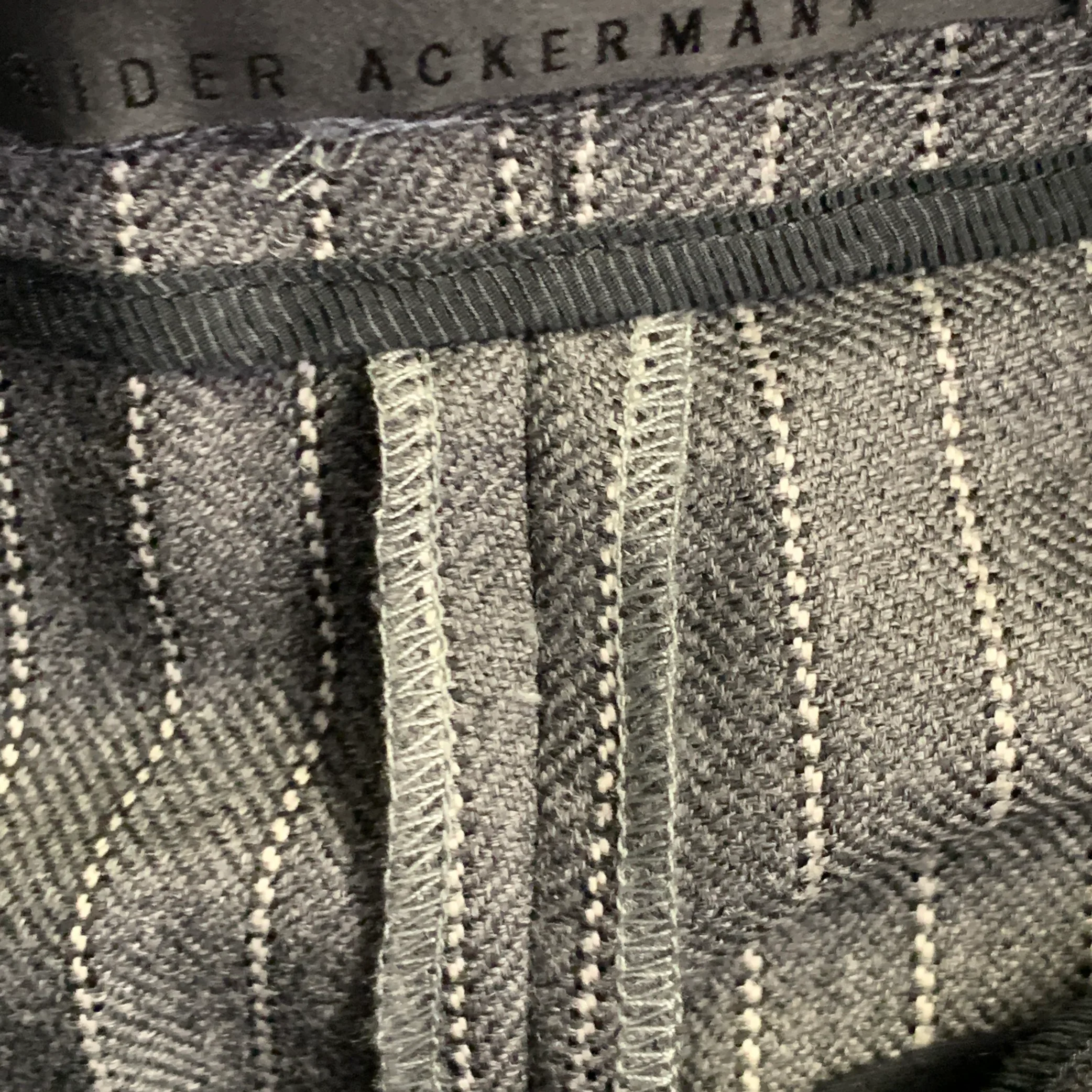HAIDER ACKERMANN Size 32 Grey White Stripe Wool High Waisted Casual Pants - Image 5