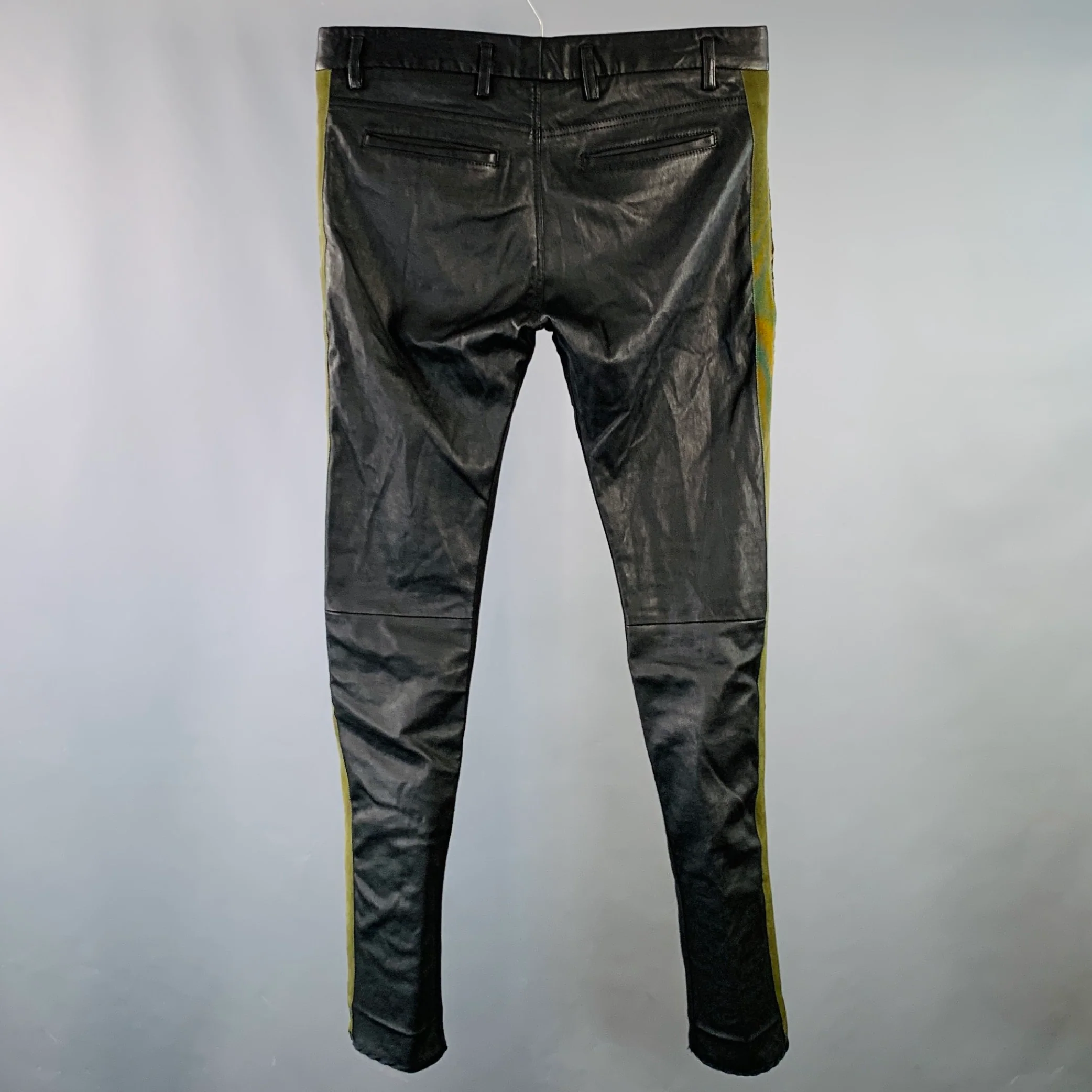 HAIDER ACKERMANN Size 32 Olive Black Velvet Acetate Blend Casual Pants - Image 2