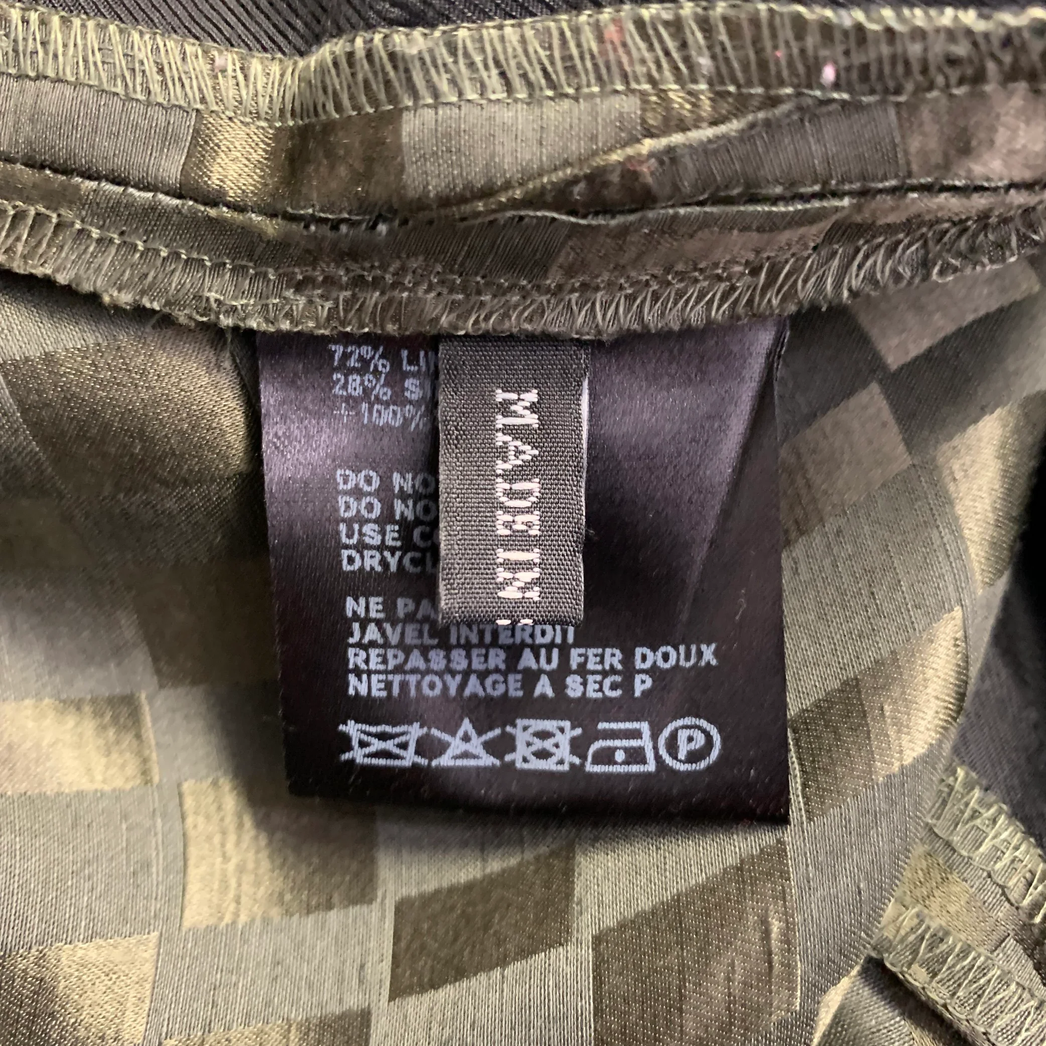 HAIDER ACKERMANN Size 32 Olive Checkered Linen Silk Cropped Casual Pants - Image 4