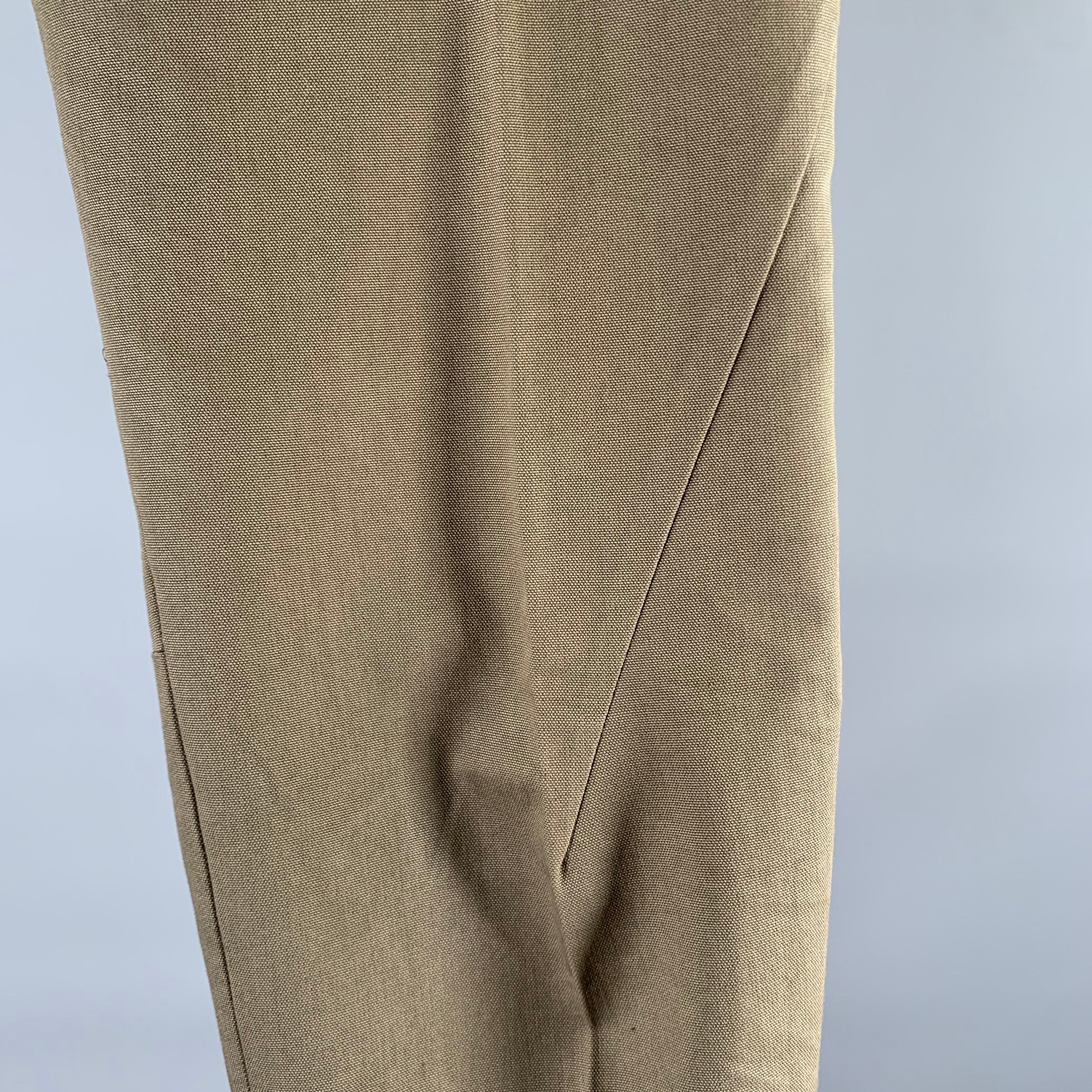 HAIDER ACKERMANN Size 33 Khaki Green Cotton Casual Pants - Image 2
