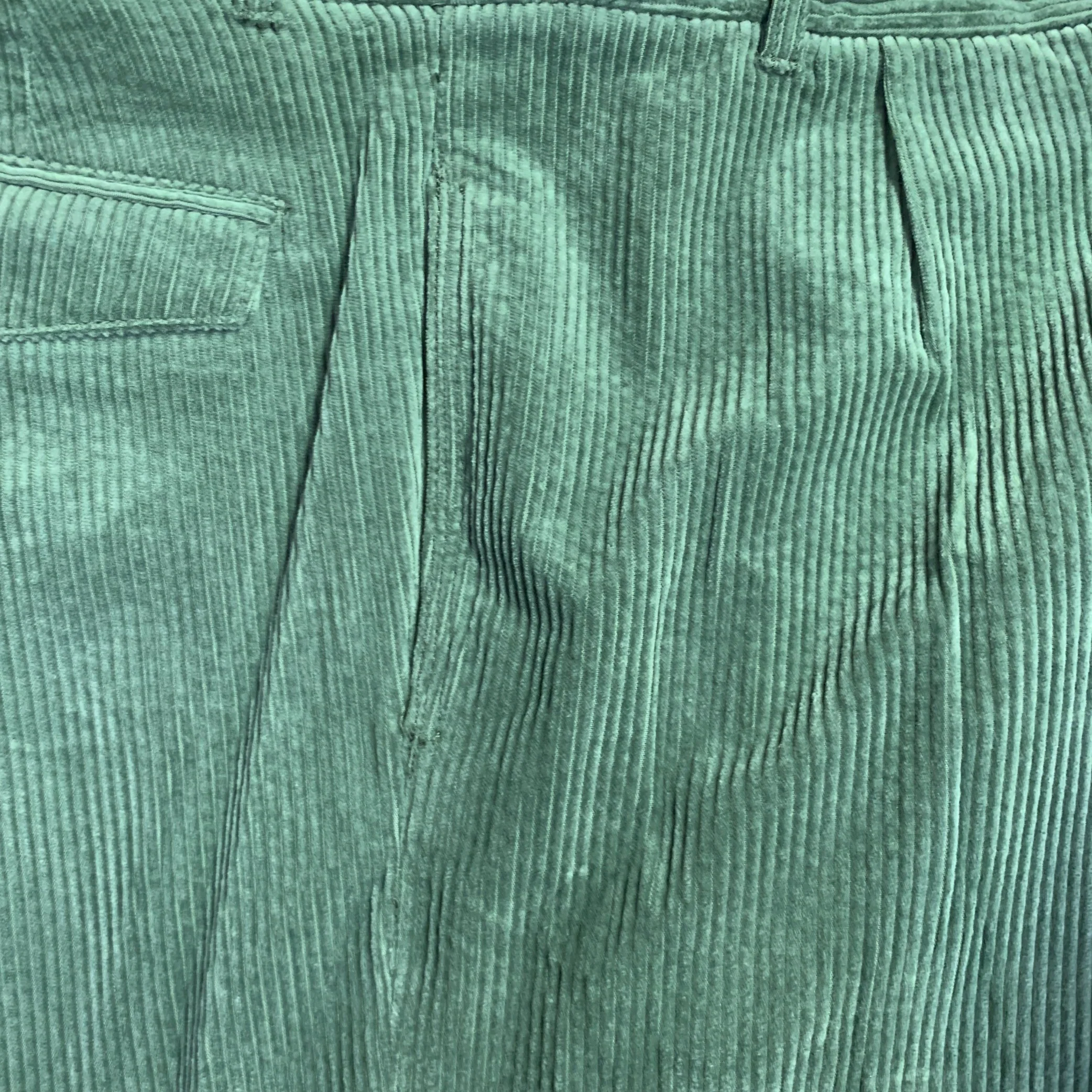 HAIDER ACKERMANN Size 34 Green Corduroy Cotton Blend Belted Casual Pants - Image 4