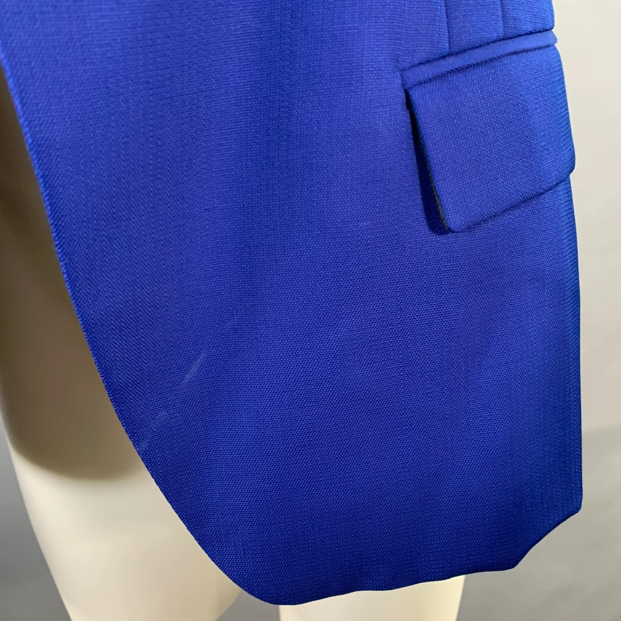 HAIDER ACKERMANN Size 40 Royal Blue Wool Open Front Notch Lapel Sport Coat - Image 5
