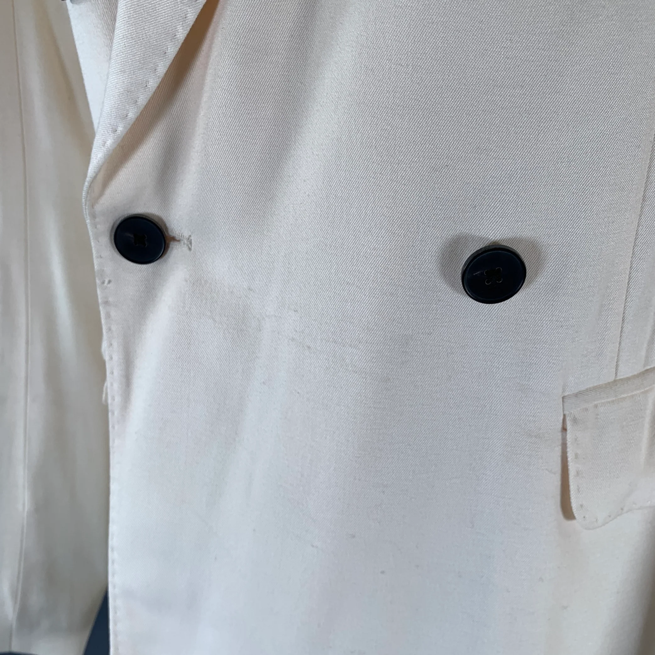 HAIDER ACKERMANN Size 44 Cream Twill Rayon Viscose Double Breasted Blazer - Image 5