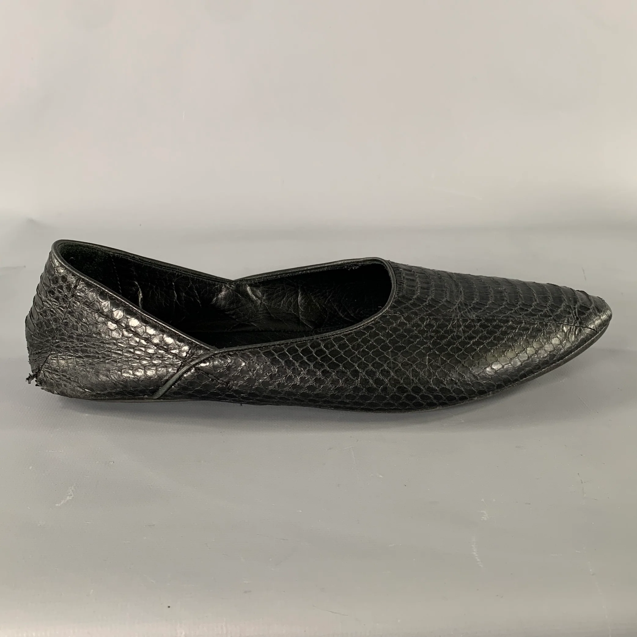 HAIDER ACKERMANN Size 8 Black Snake Leather Loafers - Image 2