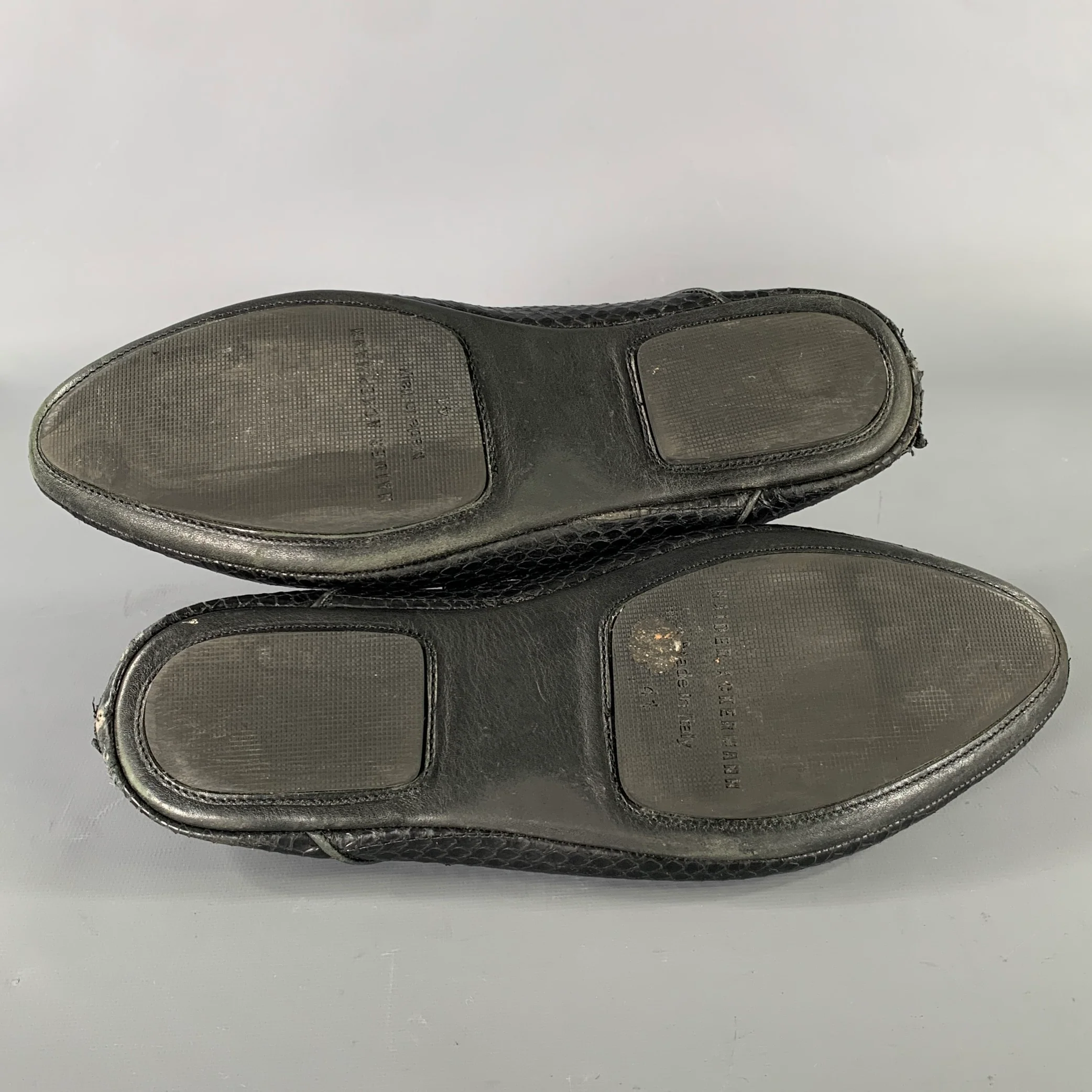 HAIDER ACKERMANN Size 8 Black Snake Leather Loafers - Image 6