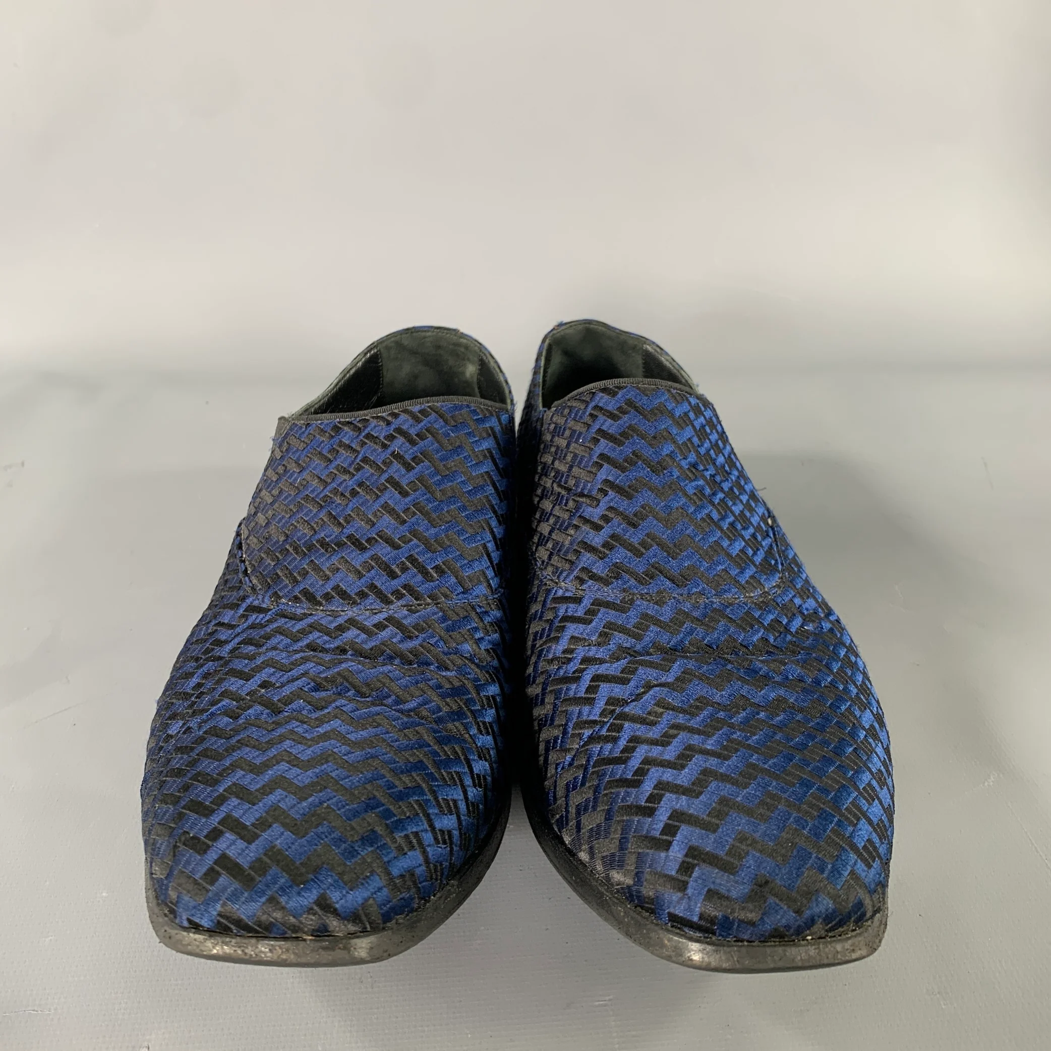 HAIDER ACKERMANN Size 8 Blue Black Woven Loafers - Image 4