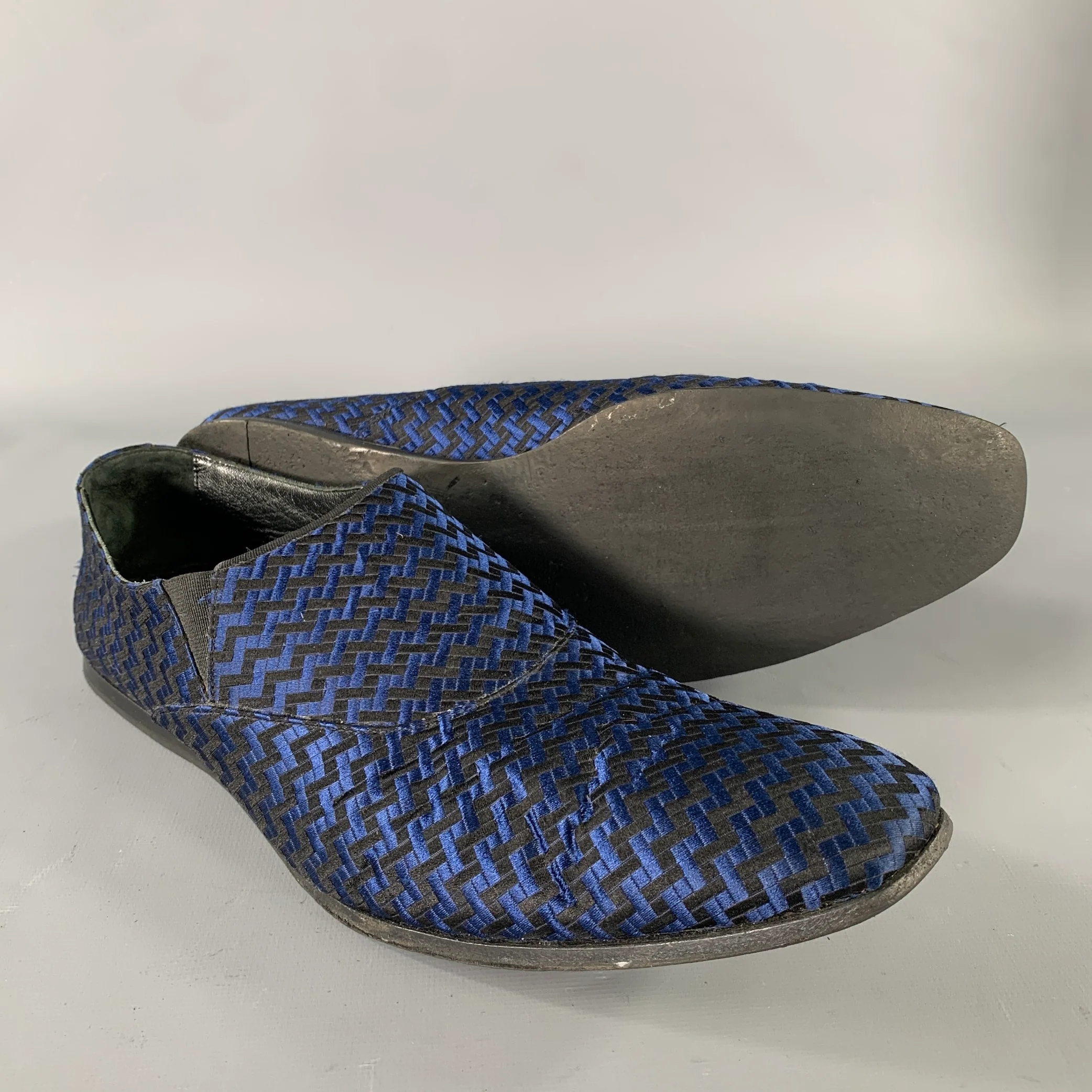HAIDER ACKERMANN Size 8 Blue Black Woven Loafers - Image 5