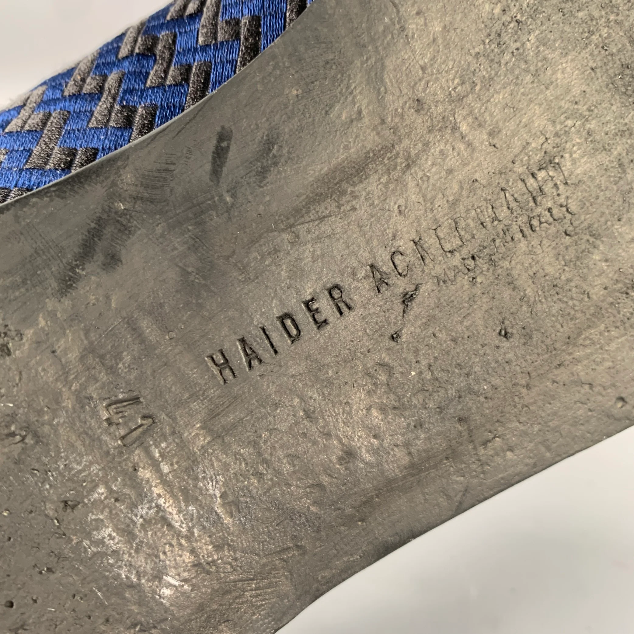 HAIDER ACKERMANN Size 8 Blue Black Woven Loafers - Image 7