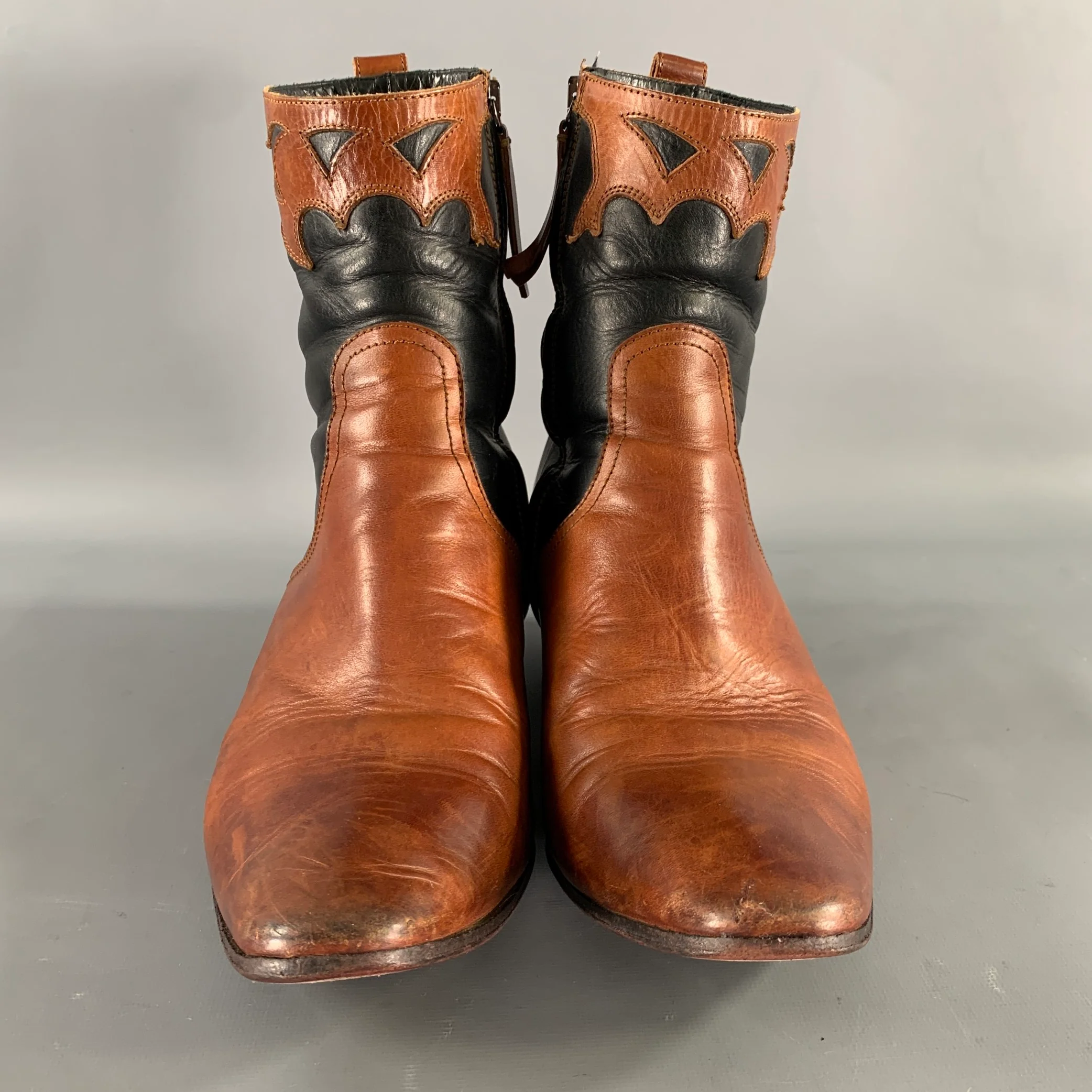 HAIDER ACKERMANN Size 9 Brown Black Leather Boots - Image 4