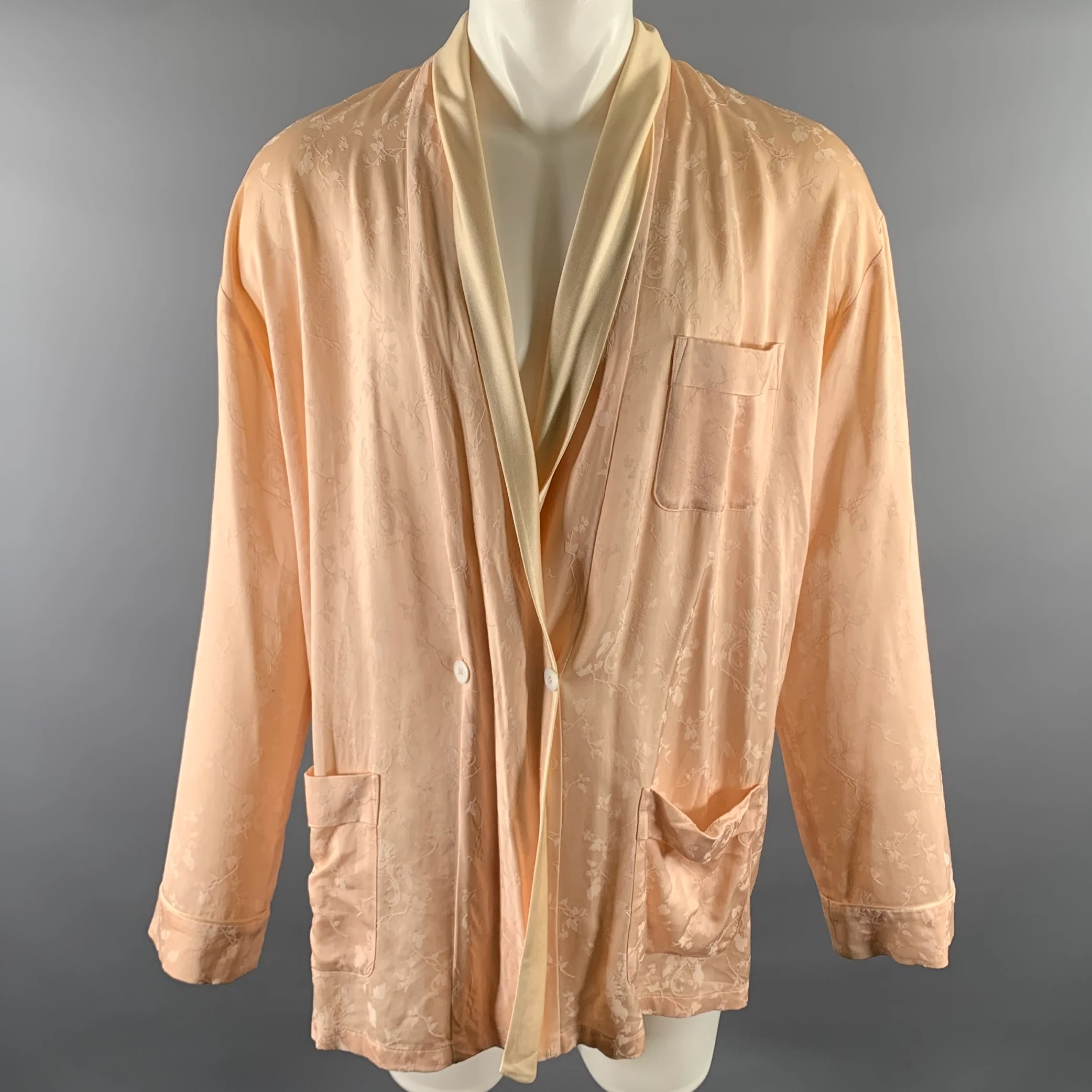 HAIDER ACKERMANN Size L Pink Floral Cupro Rayon Robe - Image 2