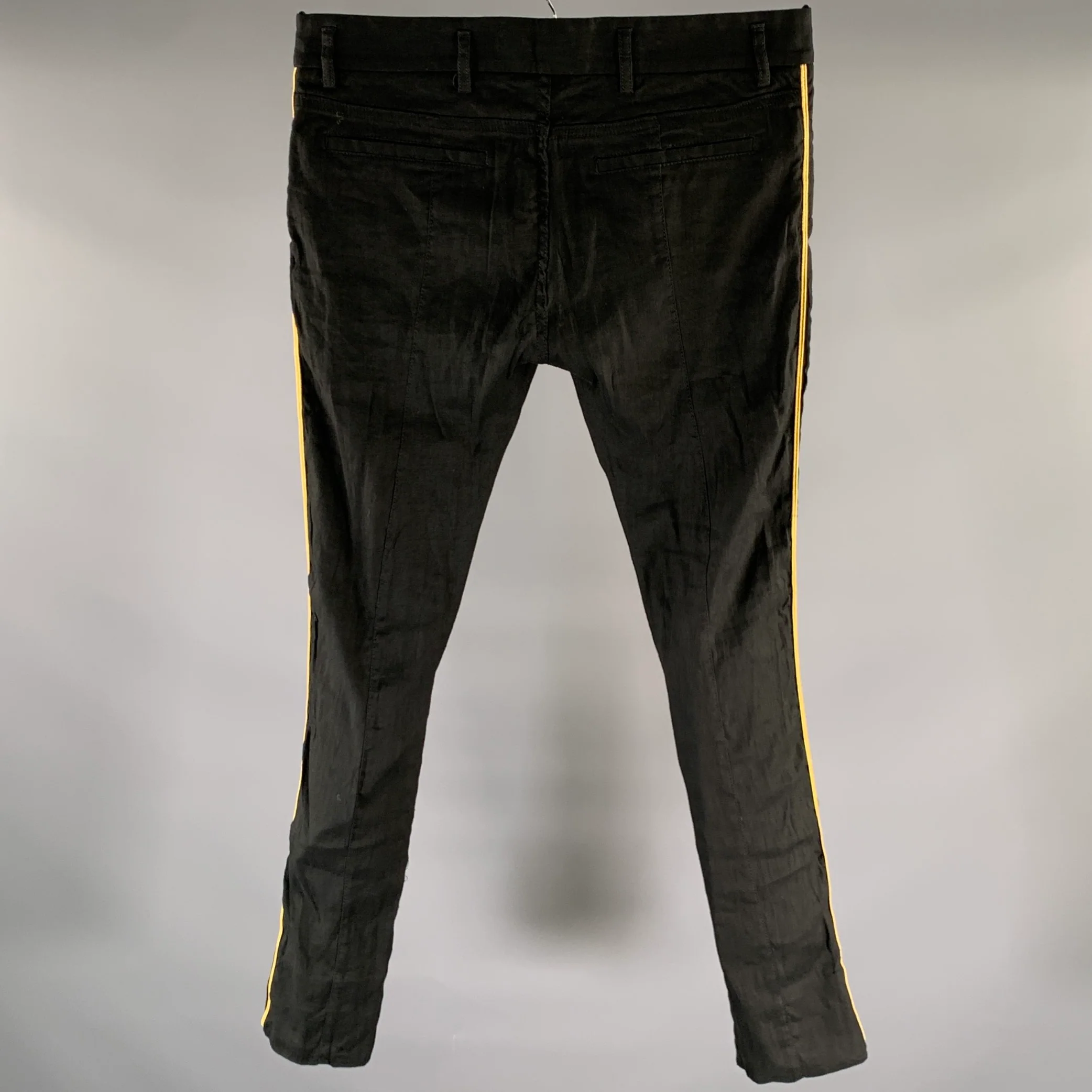 HAIDER ACKERMANN Size S Black Gold Piped Cotton Linen Blend Set - Image 5
