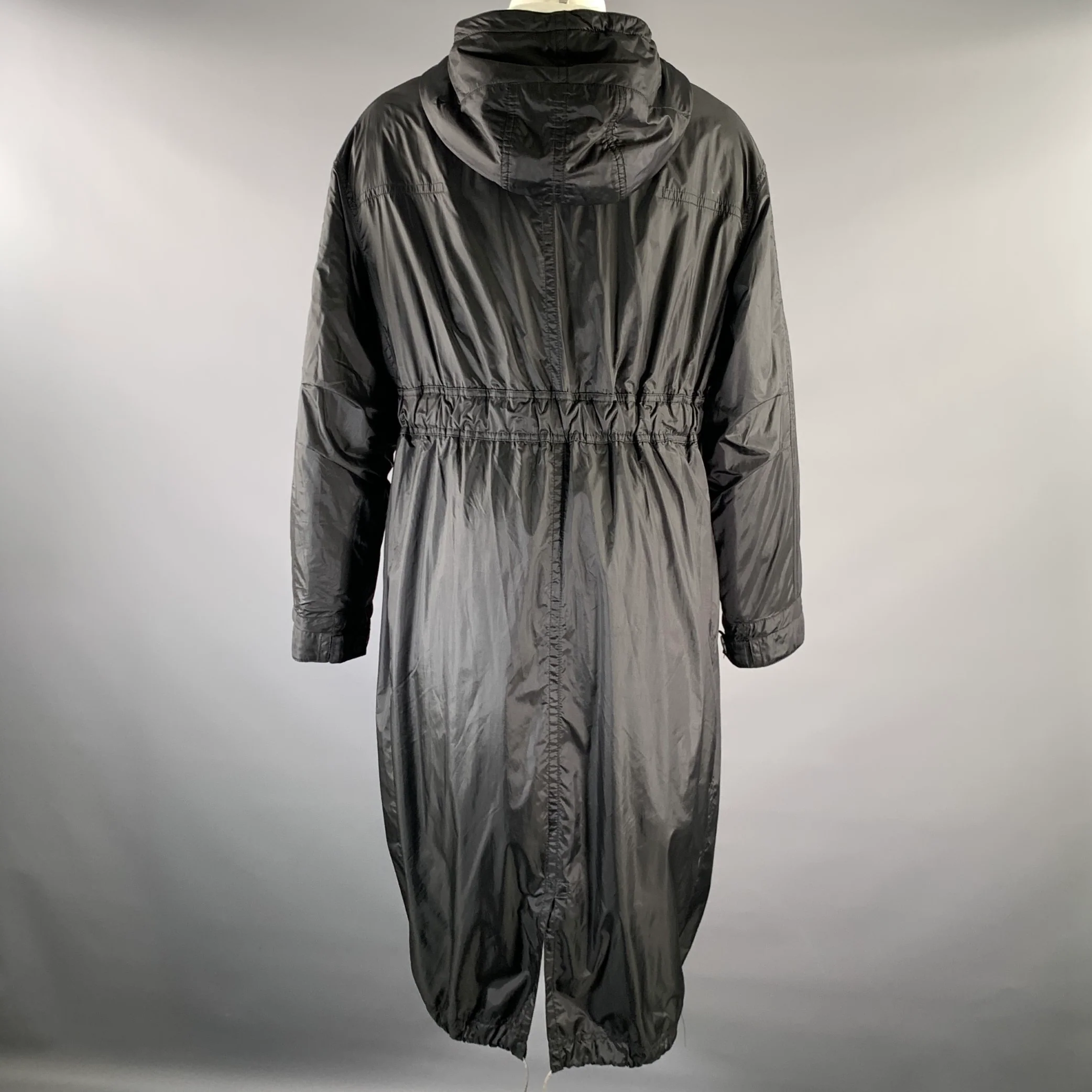 HAIDER ACKERMANN Size S Black White Cotton Nylon Hooded Parka - Image 4