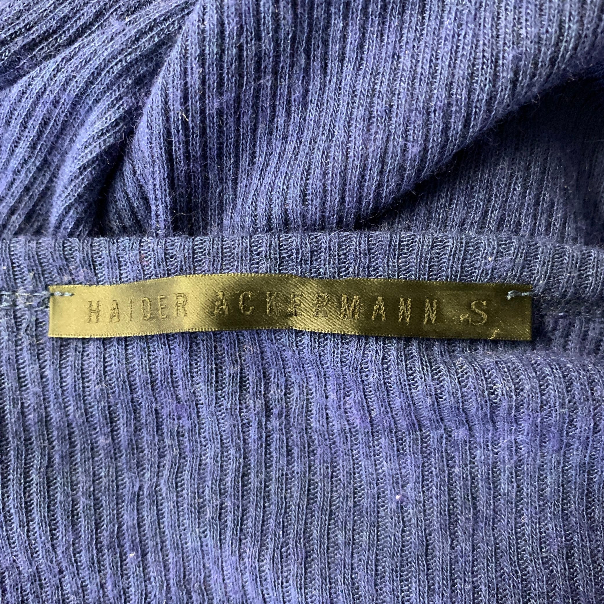 HAIDER ACKERMANN Size S Blue Ribbed Knit Wool Blend Raglan Pullover - Image 5