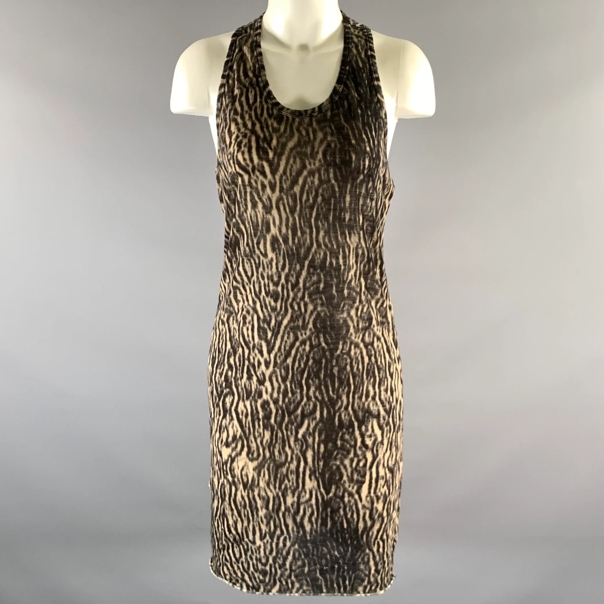 HAIDER ACKERMANN Size S Tan Black Leopard Print Cotton Blend Tank Top