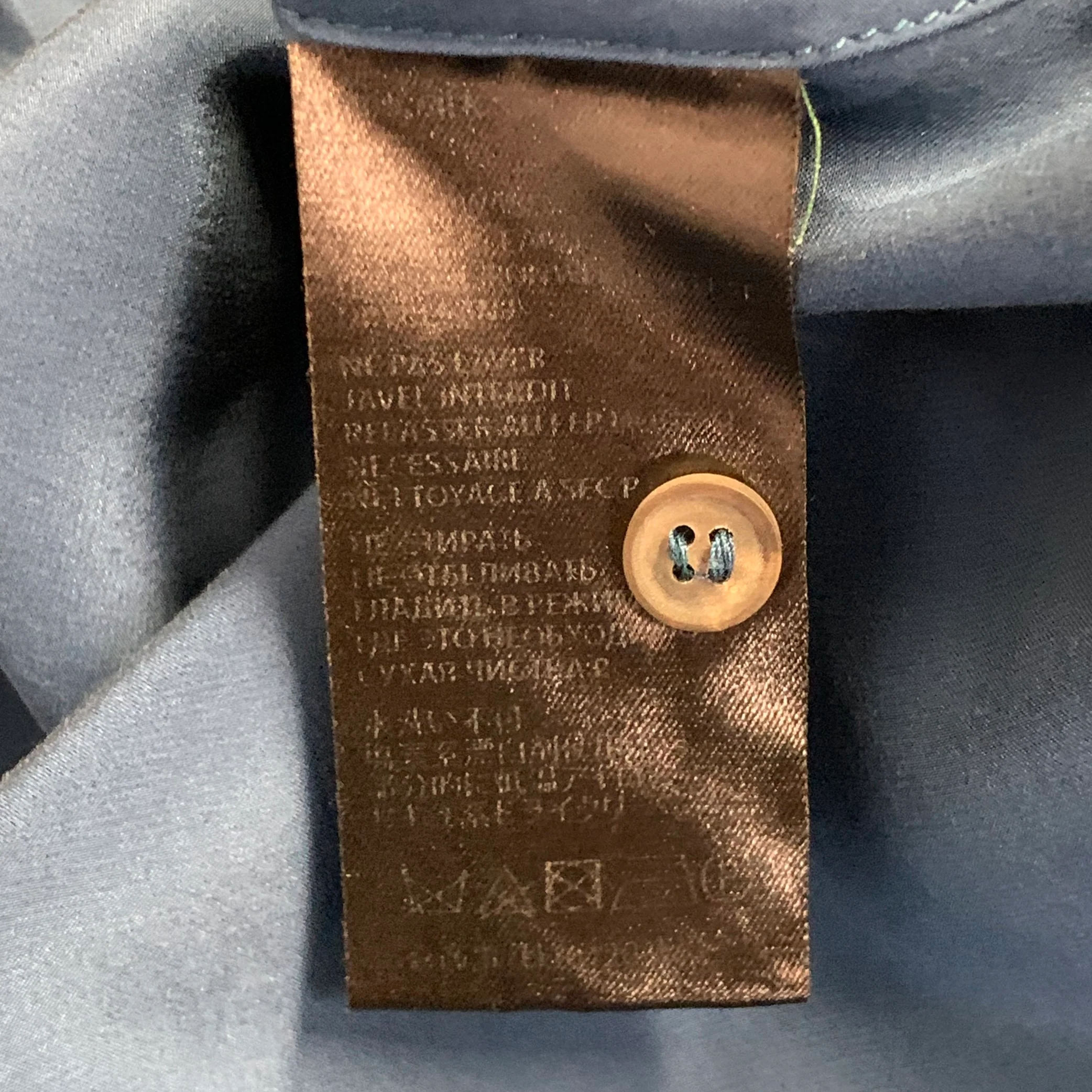 HAIDER ACKERMANN Size S Teal Silk Satin Nehru Collar Hidden Buttons Shirt - Image 5