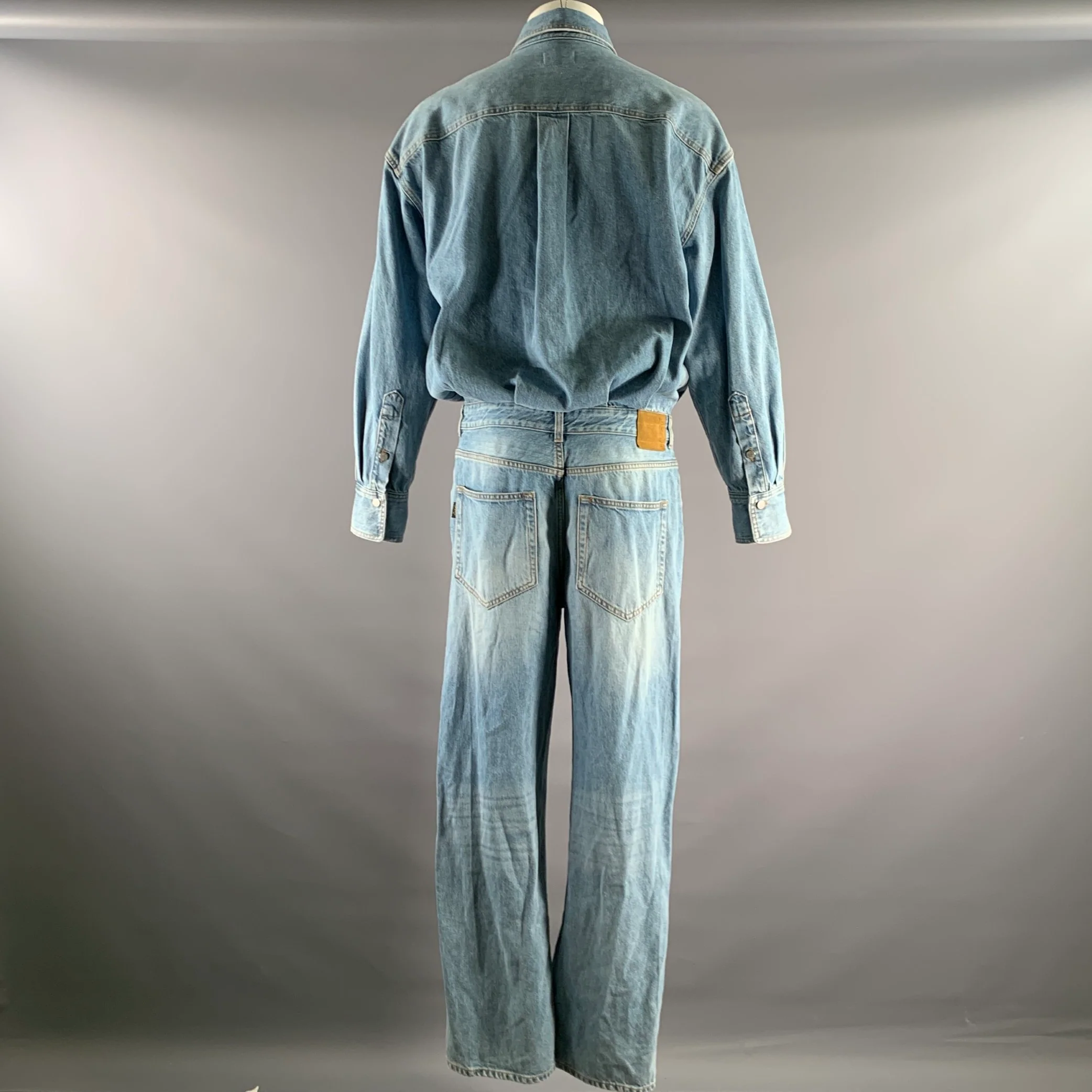 HAIKURE Size L Blue Light Blue Contrast Stitch Cotton Blend Jumpsuits & Overalls - Image 2