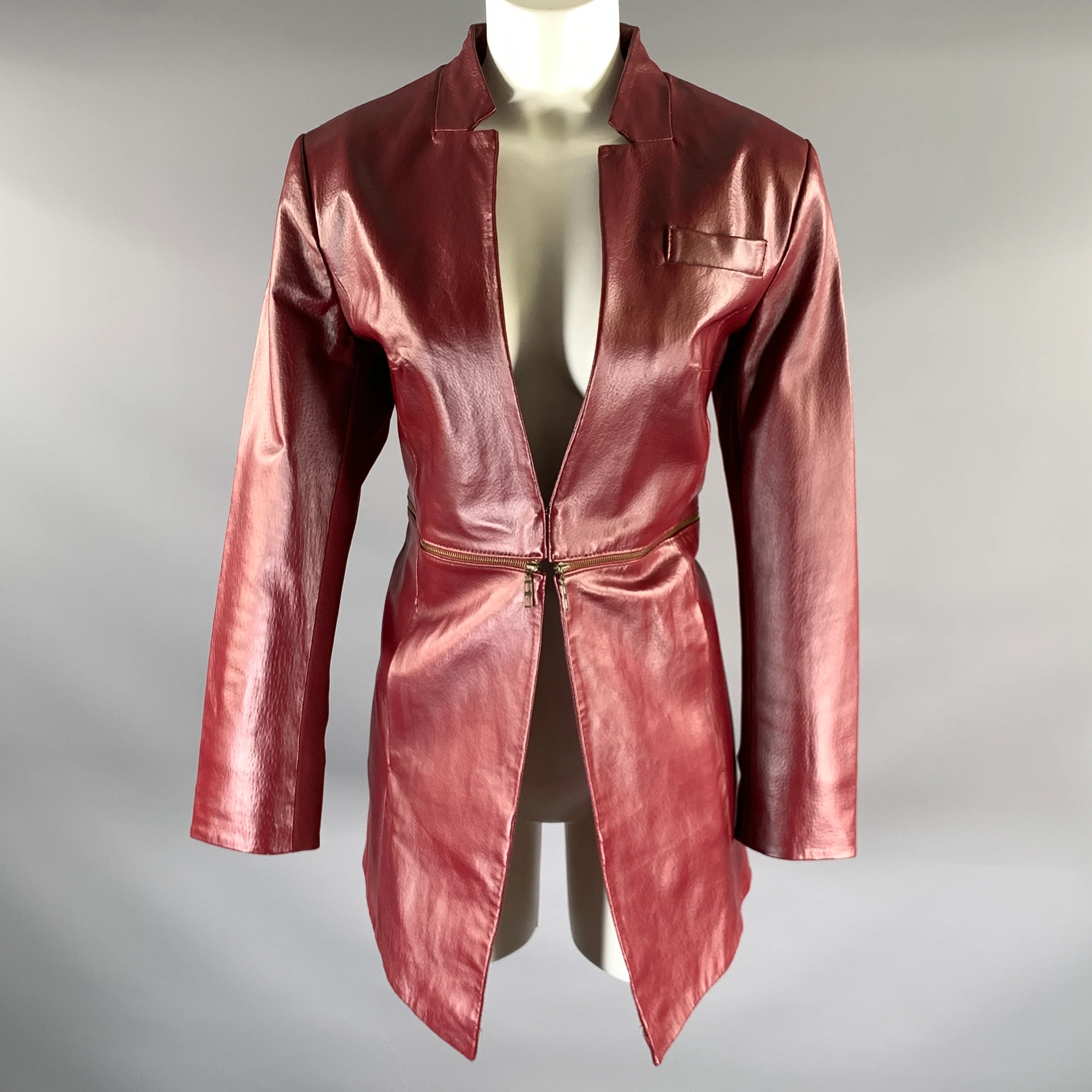HAL RUBENSTEIN Size M Burgundy Leather Jacket Blazer