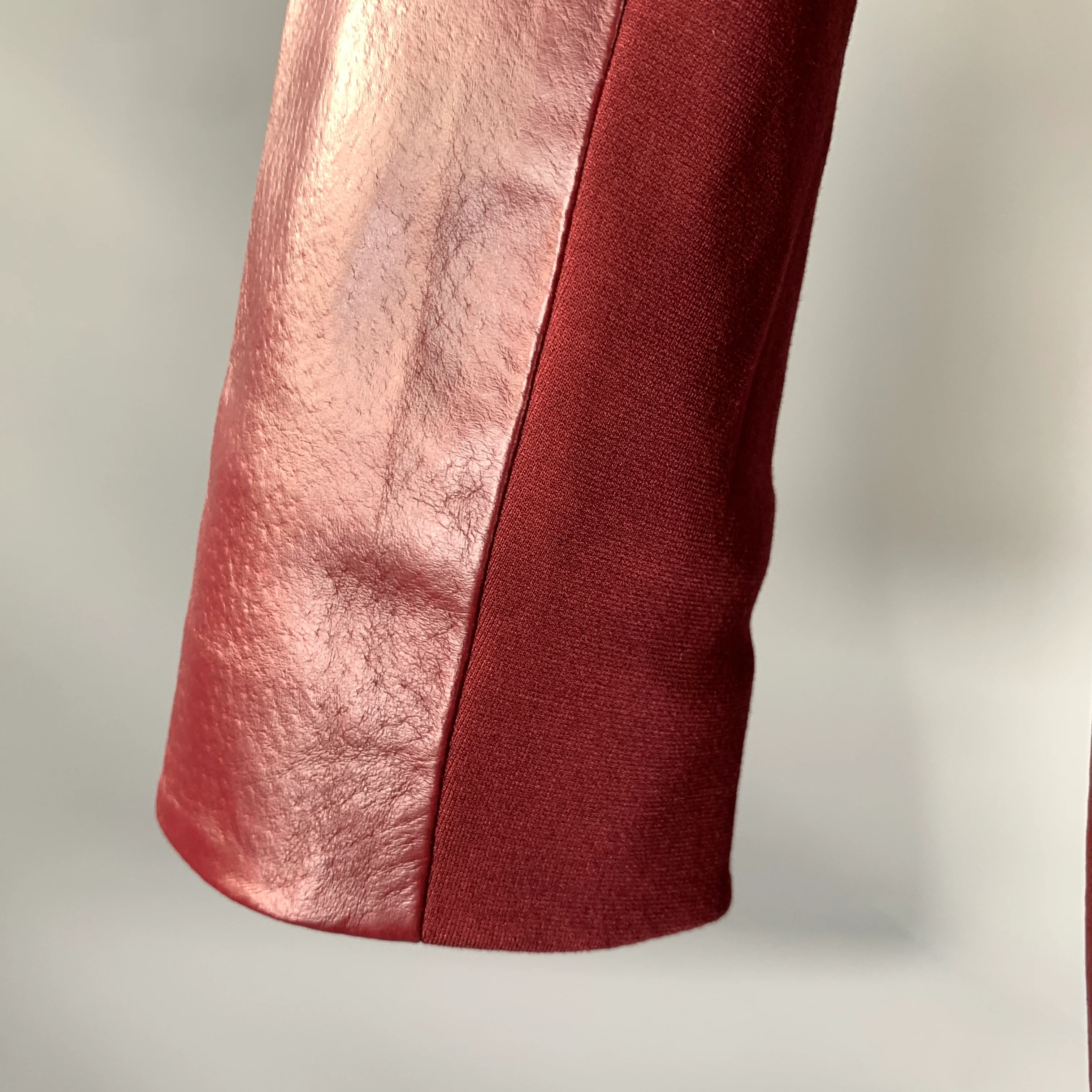 HAL RUBENSTEIN Size M Burgundy Leather Jacket Blazer - Image 5