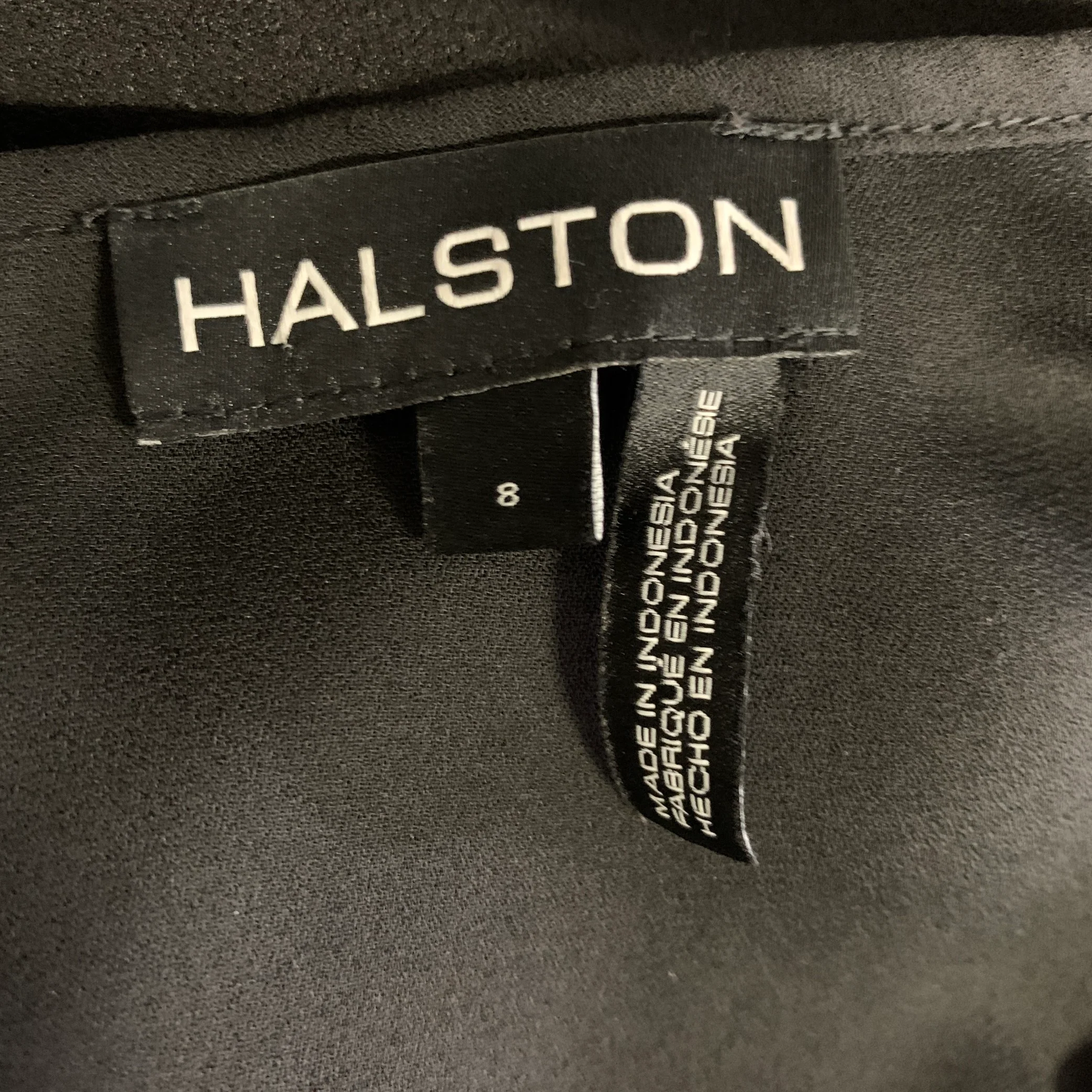 HALSTON Size 8 Black Polyester Spandex Pleated Knee Length Dress - Image 4