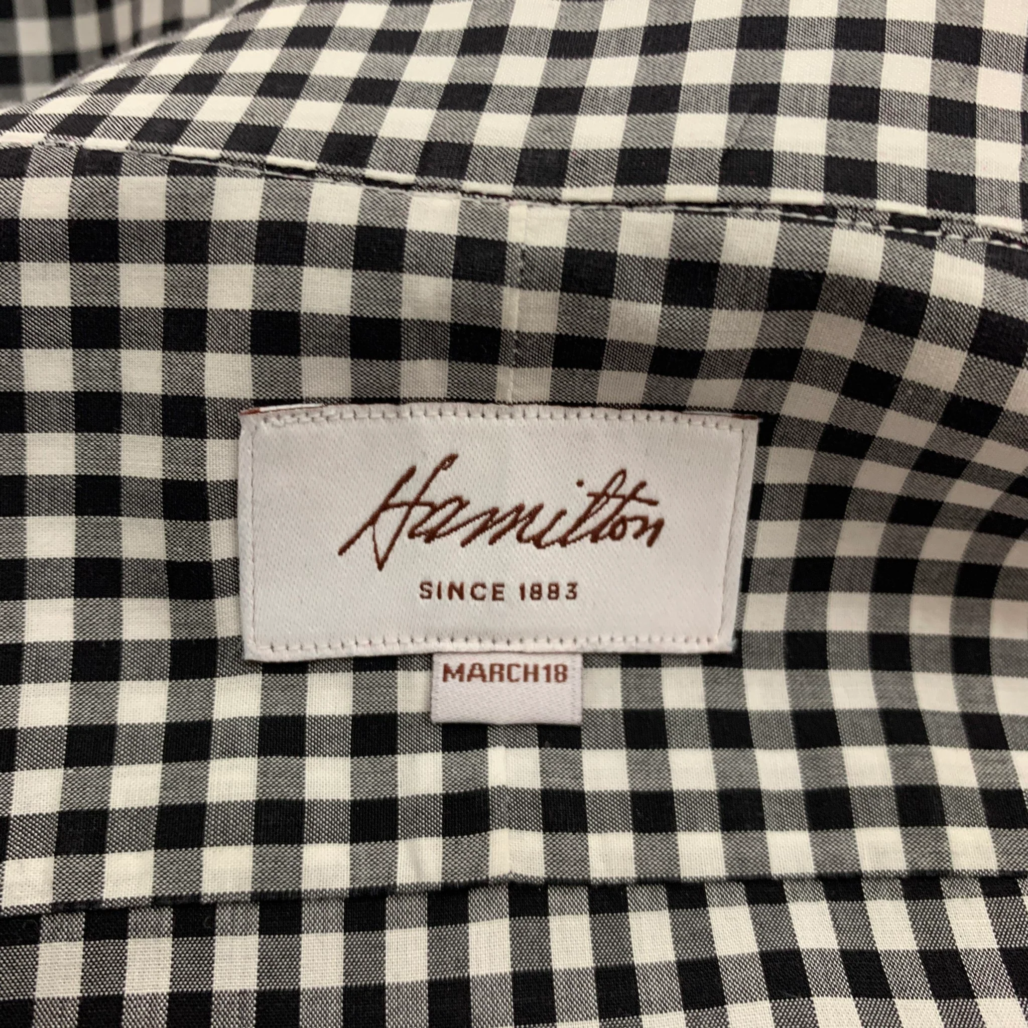 HAMILTON Size L Black White Gingham Long Sleeve Shirt - Image 4
