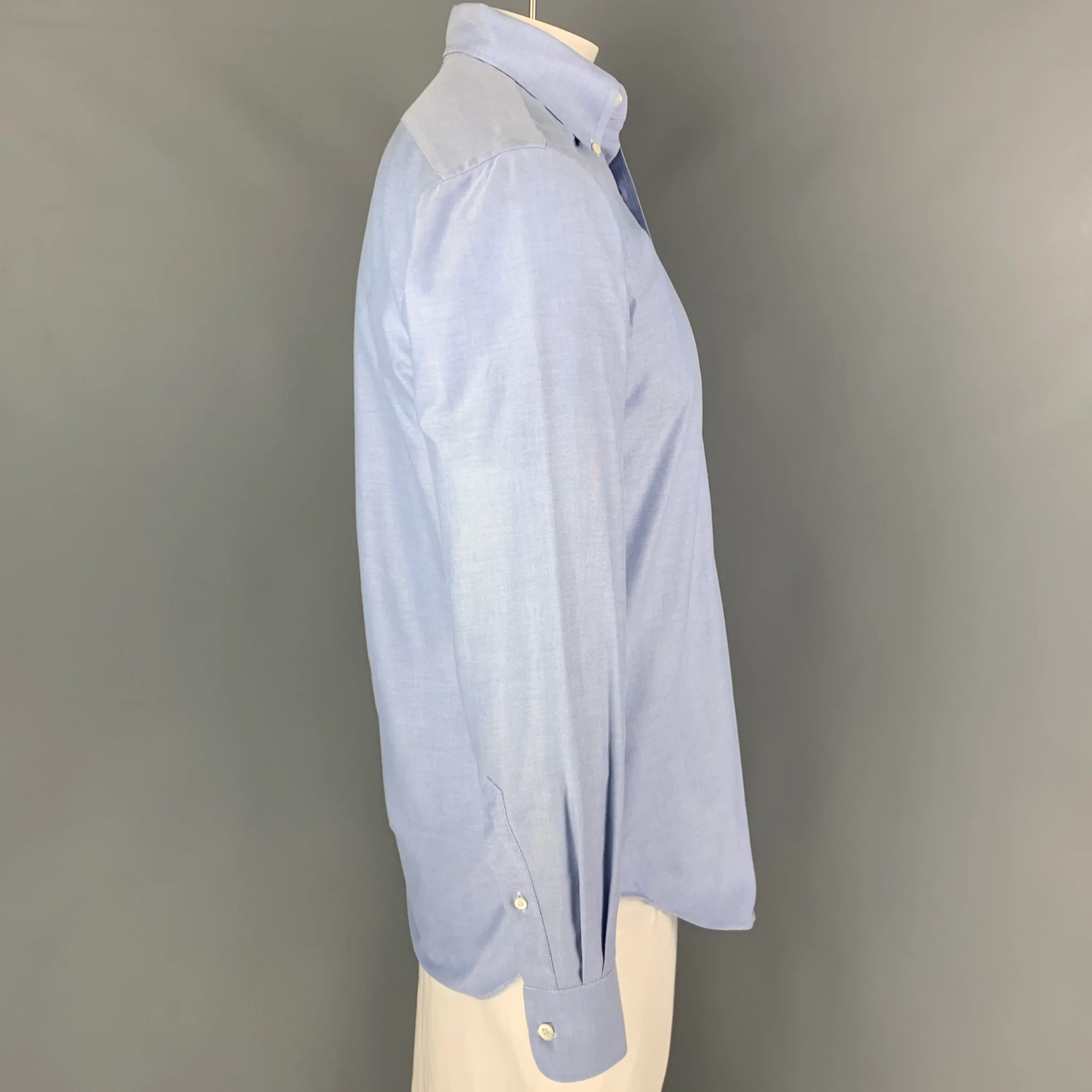 HAMILTON Size L Blue Oxford Long Sleeve Shirt - Image 2
