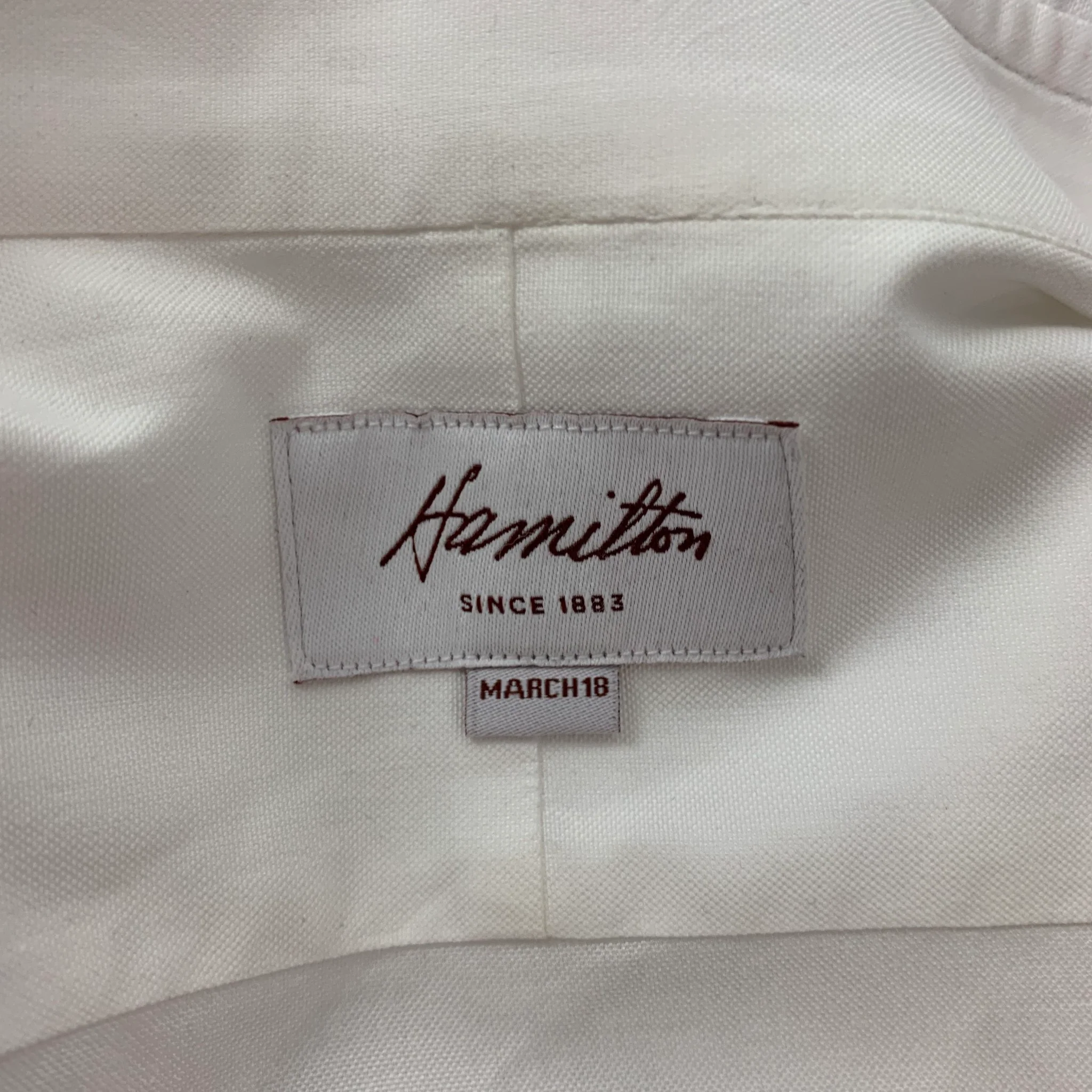 HAMILTON Size L White Poplin Long Sleeve Shirt - Image 4