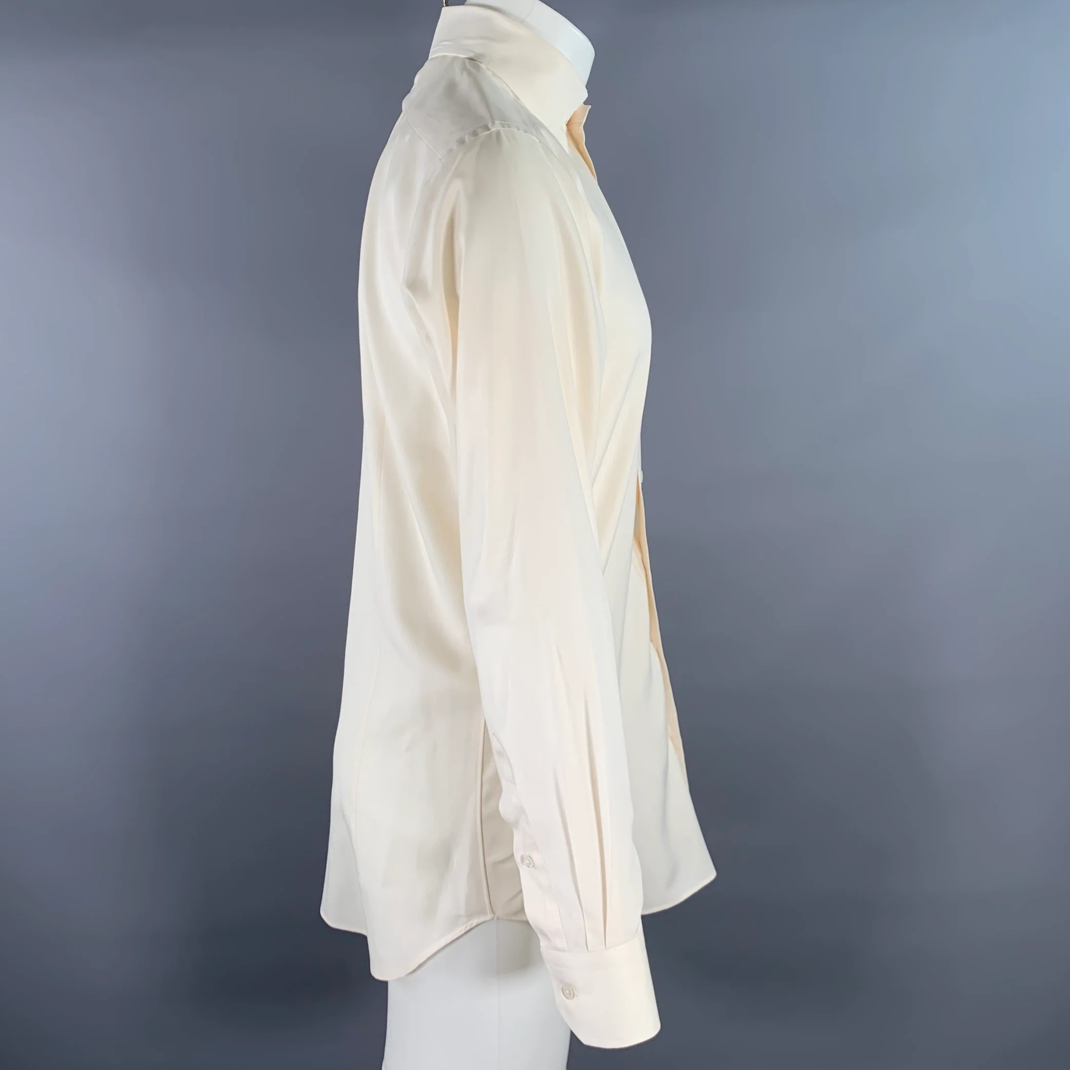 HAMILTON Size S Beige Cotton Spread Collar Long Sleeve Shirt - Image 3