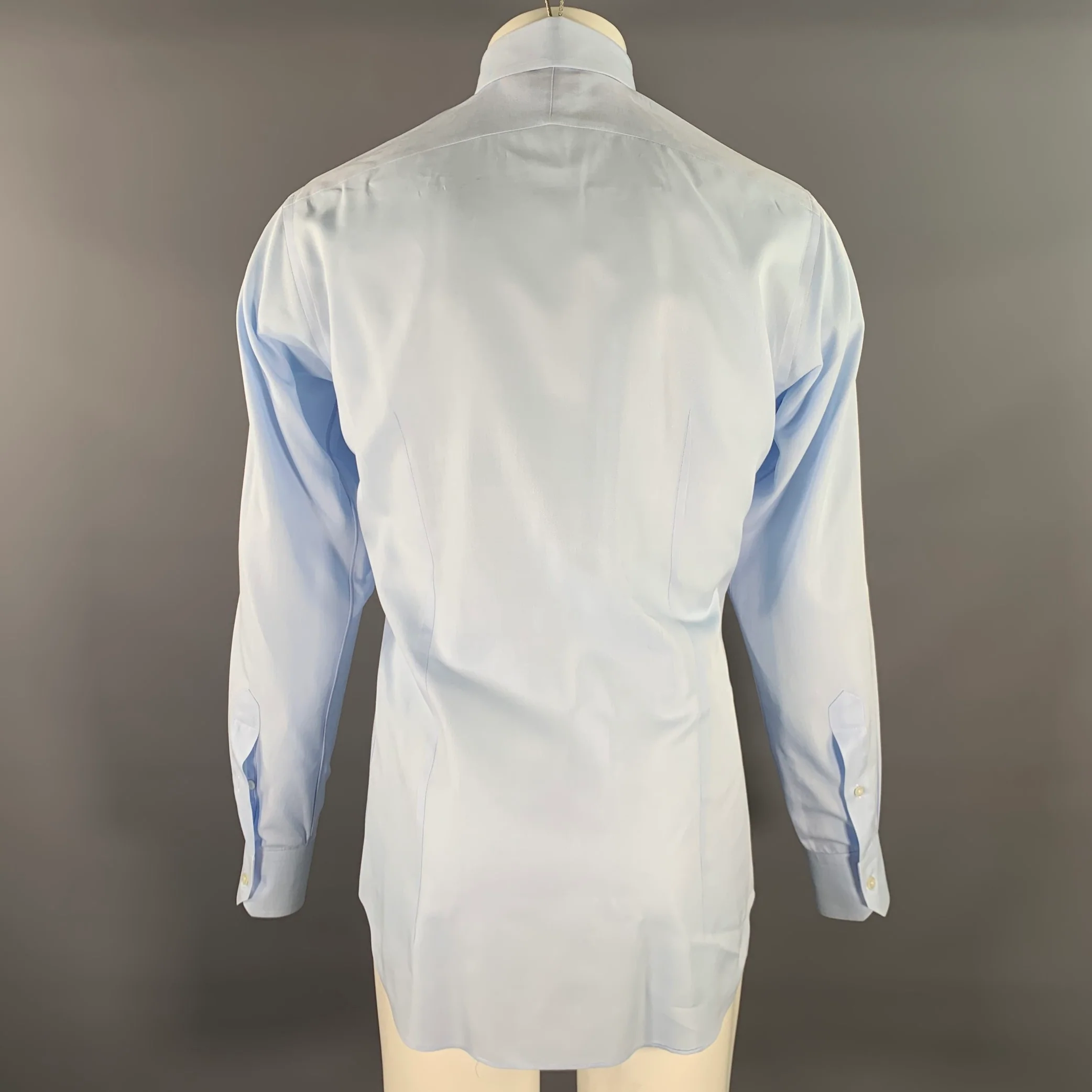 HAMILTON Size S Blue Light Blue Cotton Spread Collar Long Sleeve Shirt - Image 3