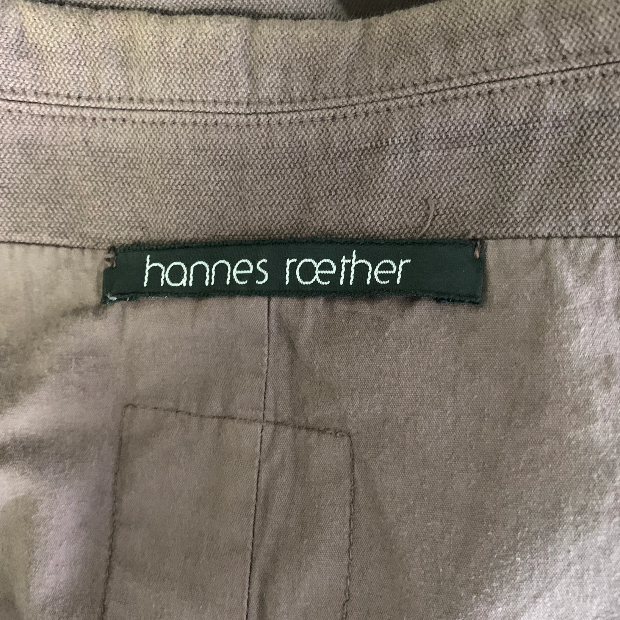 HANNES ROETHER Chest Size S Brown Solid Cotton Blend Notch Lapel Sport Coat - Image 5