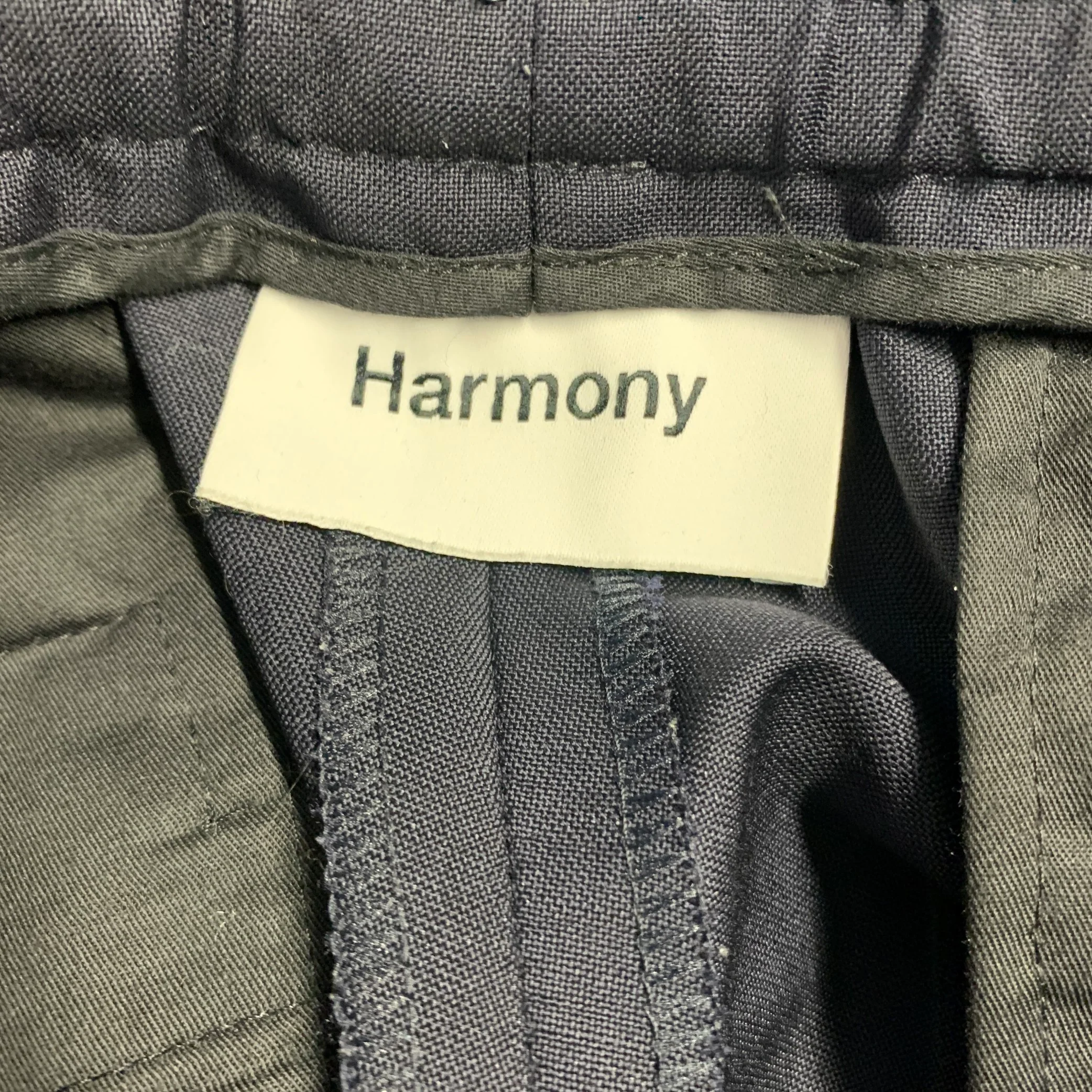 HARMONY Size 32 Navy Wool Mohair Elastic Waistband Dress Pants - Image 3