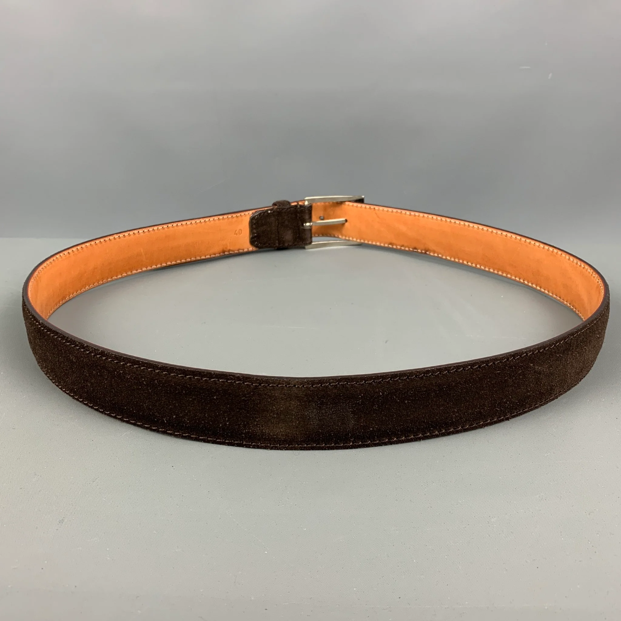 HARRIS DAL for Barneys New York' Size 36 Brown Suede Silver Buckle Belt - Image 3