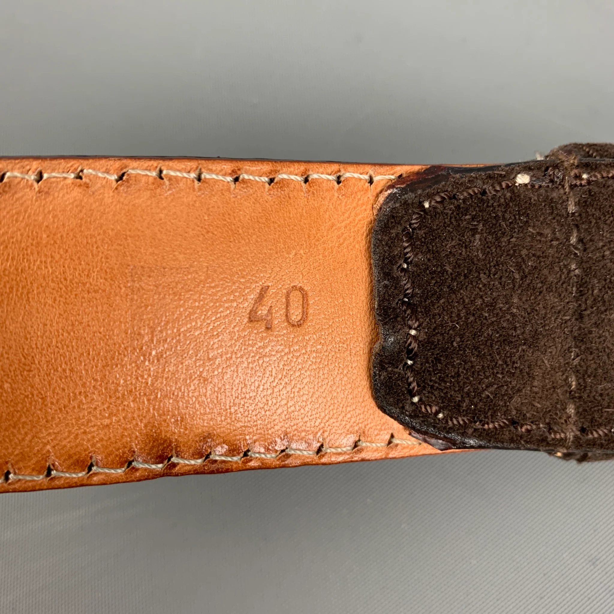 HARRIS DAL for Barneys New York' Size 36 Brown Suede Silver Buckle Belt - Image 5