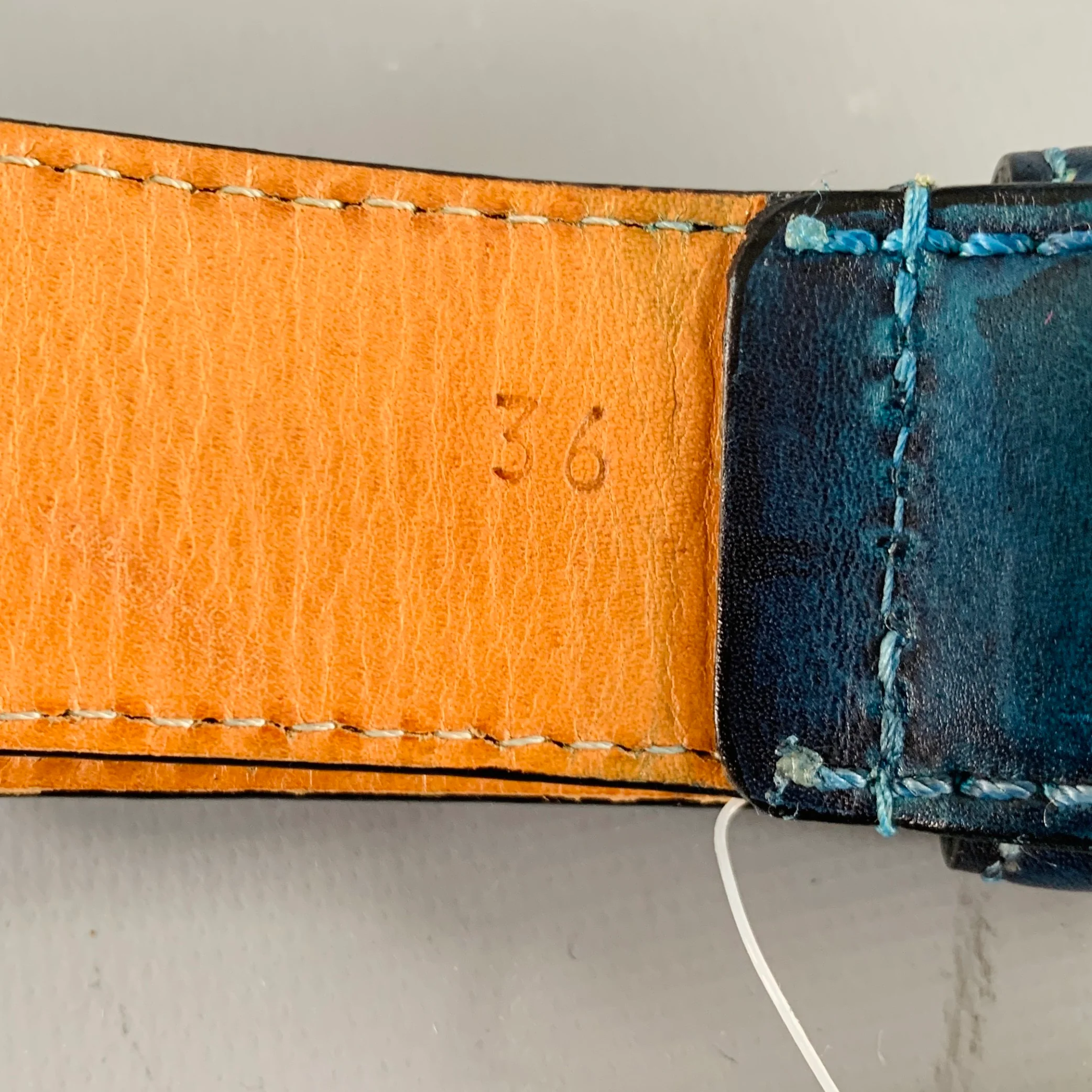 HARRIS DAL Size 36 Teal Leather Belt - Image 7