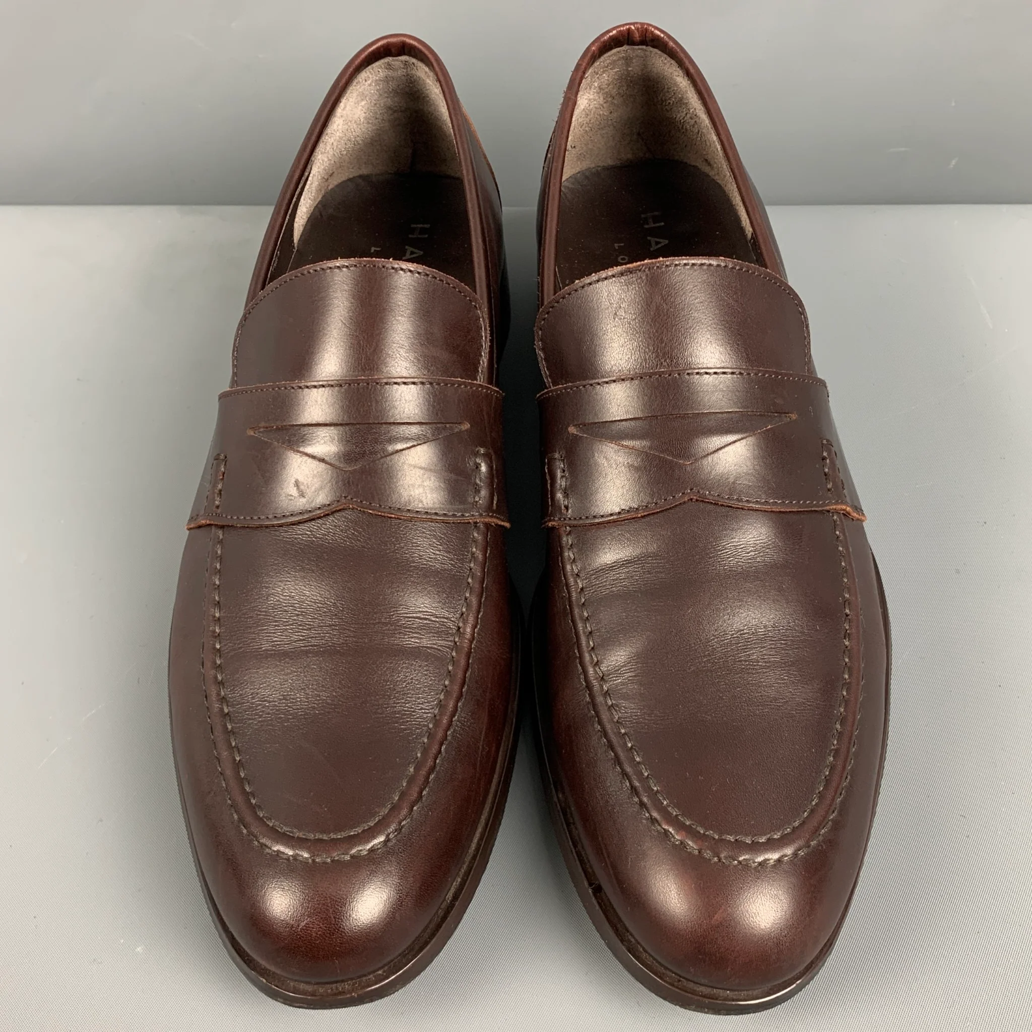 HARRYS OF LONDON Size 11 Brown Leather Penny Loafers - Image 4